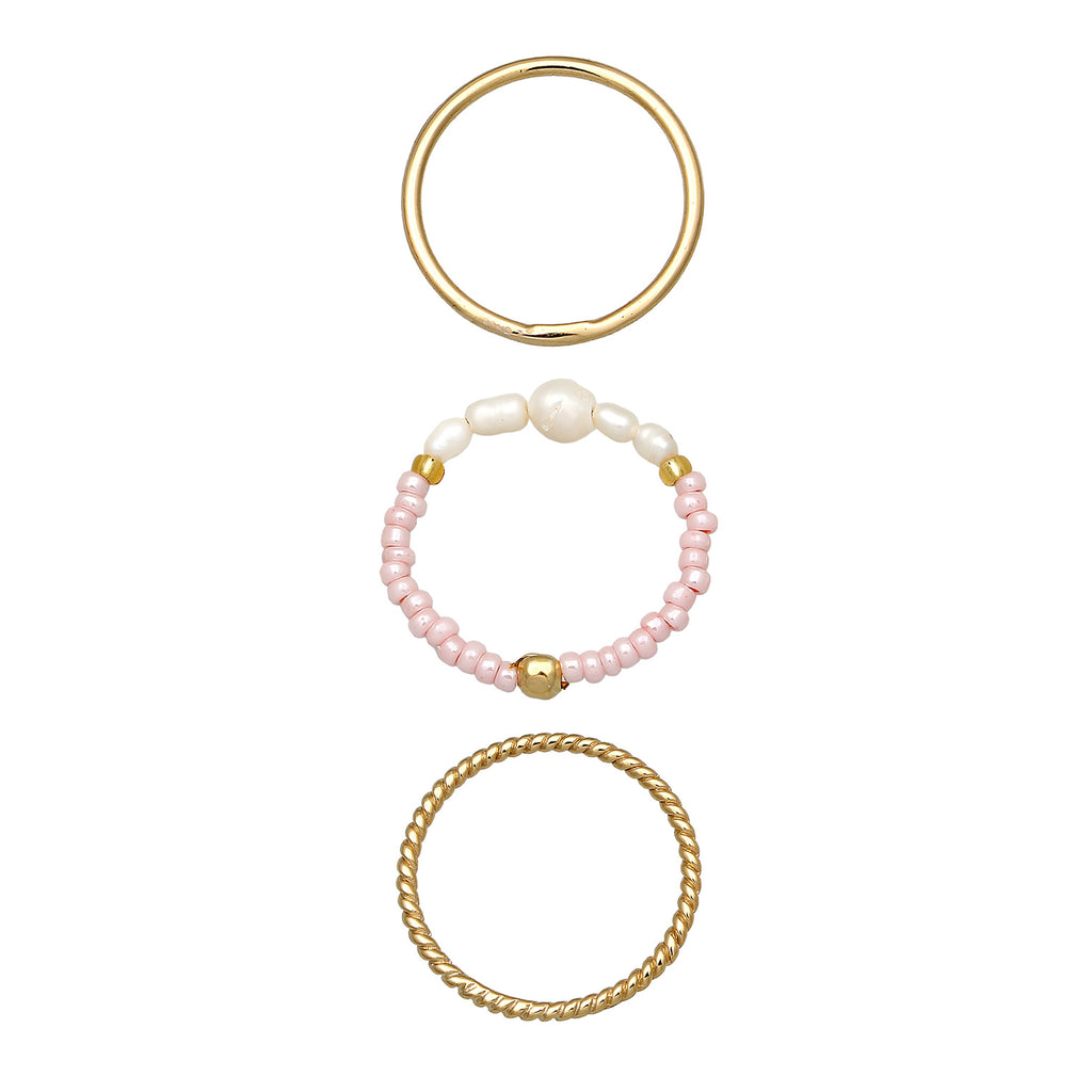 Gold Cincin Perhiasan Perak 925 Wanita Set Mutiara Gold Plated