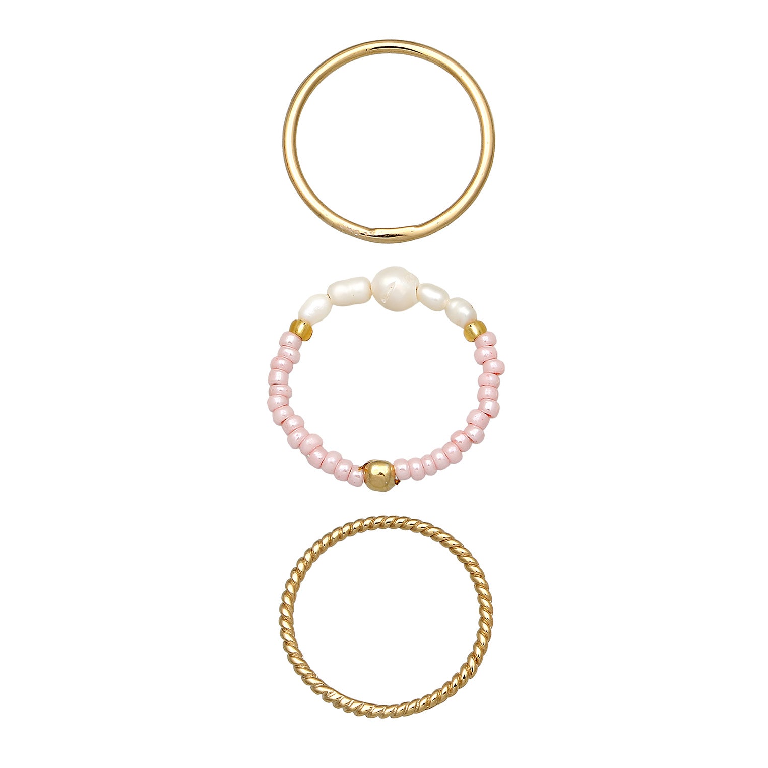 Gold Cincin Perhiasan Perak 925 Wanita Set Mutiara Gold Plated