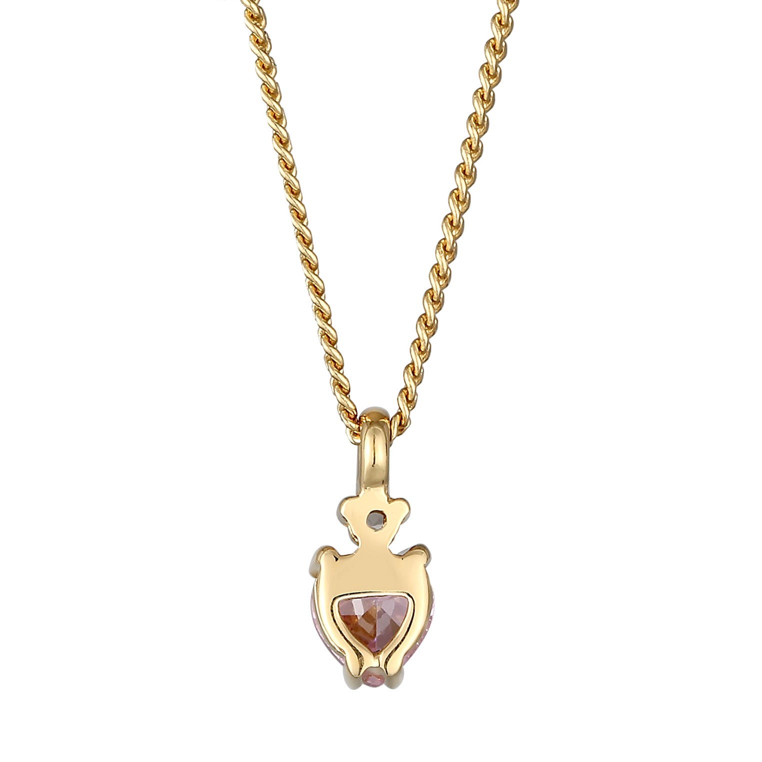 Pink Perhiasan Wanita Perak Asli Lapis Emas Kalung Heart dengan Zirconia