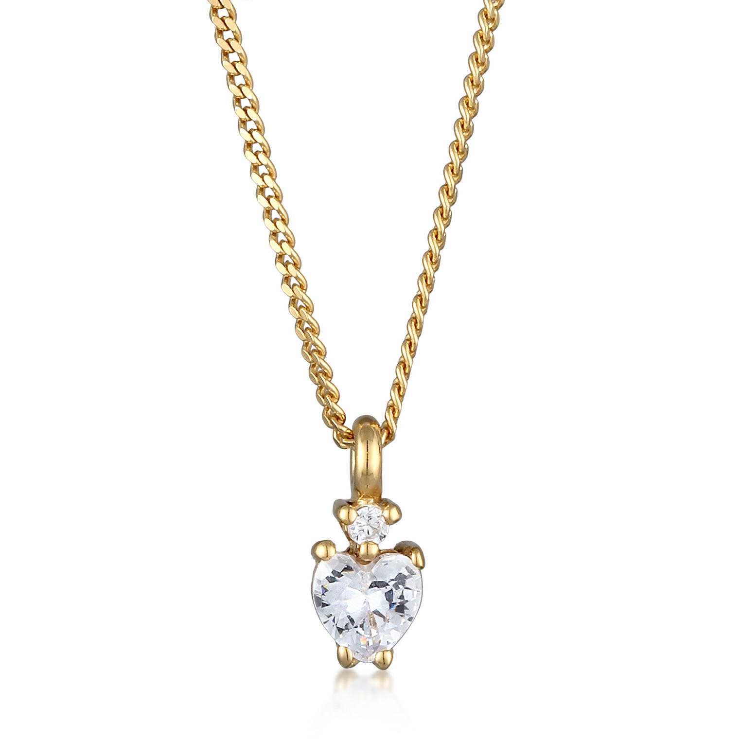 White Perhiasan Wanita Perak Asli Lapis Emas Kalung Heart White Zirconia
