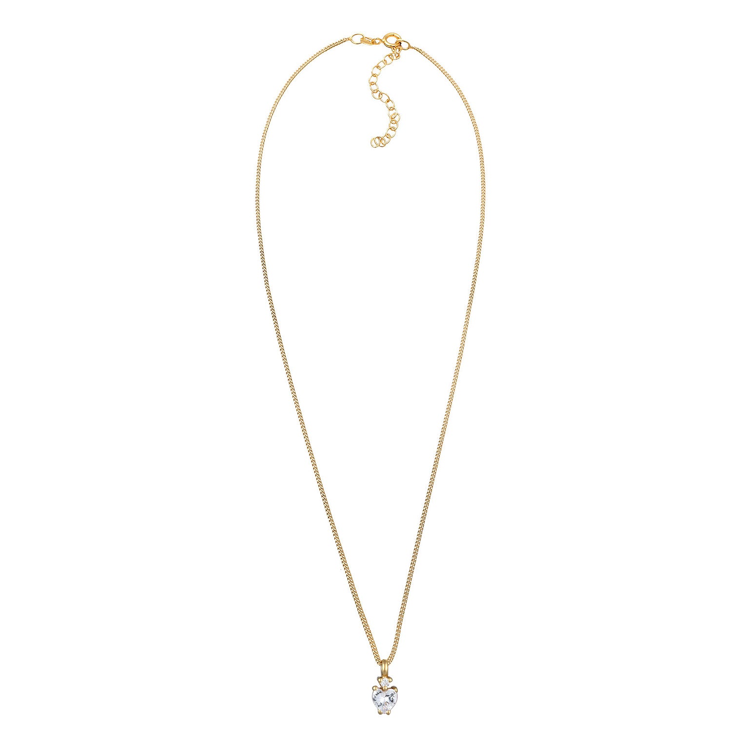 White Perhiasan Wanita Perak Asli Lapis Emas Kalung Heart White Zirconia
