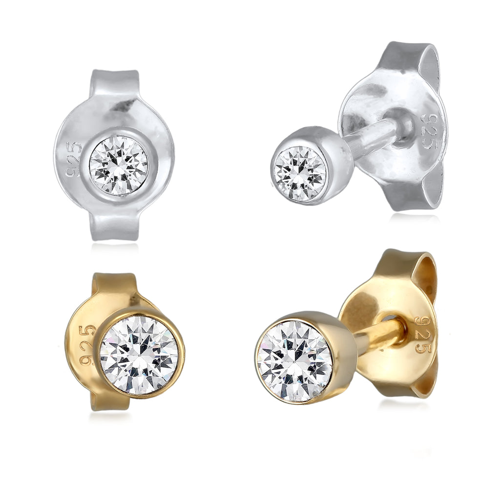 Anting perak 925 dengan 2 warna dan kristal elegan Elli Jewelry