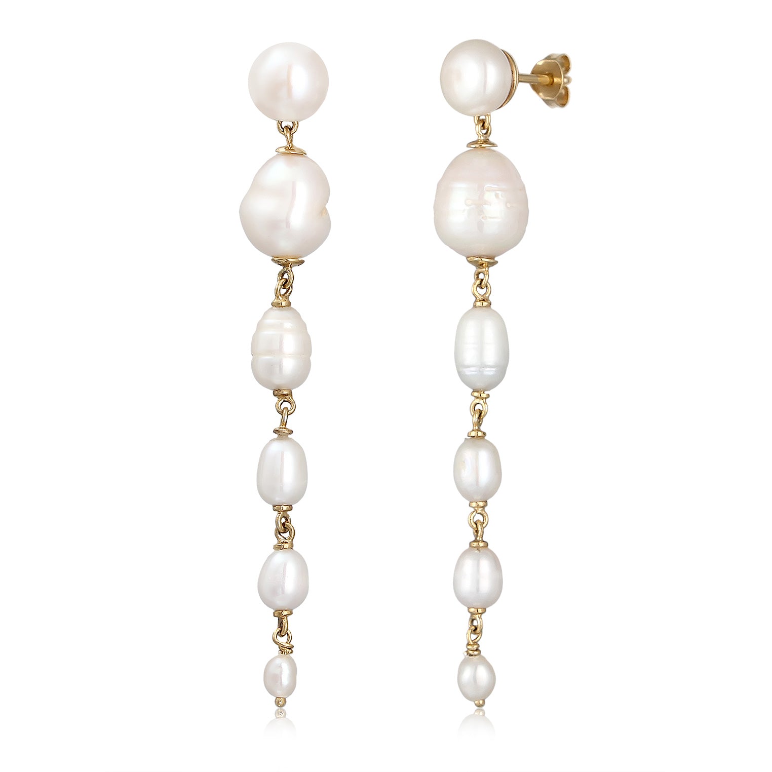 Gold Perhiasan Wanita Perak Asli Lapis Emas Anting Stud Cultured Freshwater Pearls