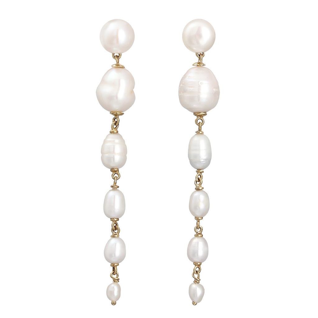 Gold Perhiasan Wanita Perak Asli Lapis Emas Anting Stud Cultured Freshwater Pearls