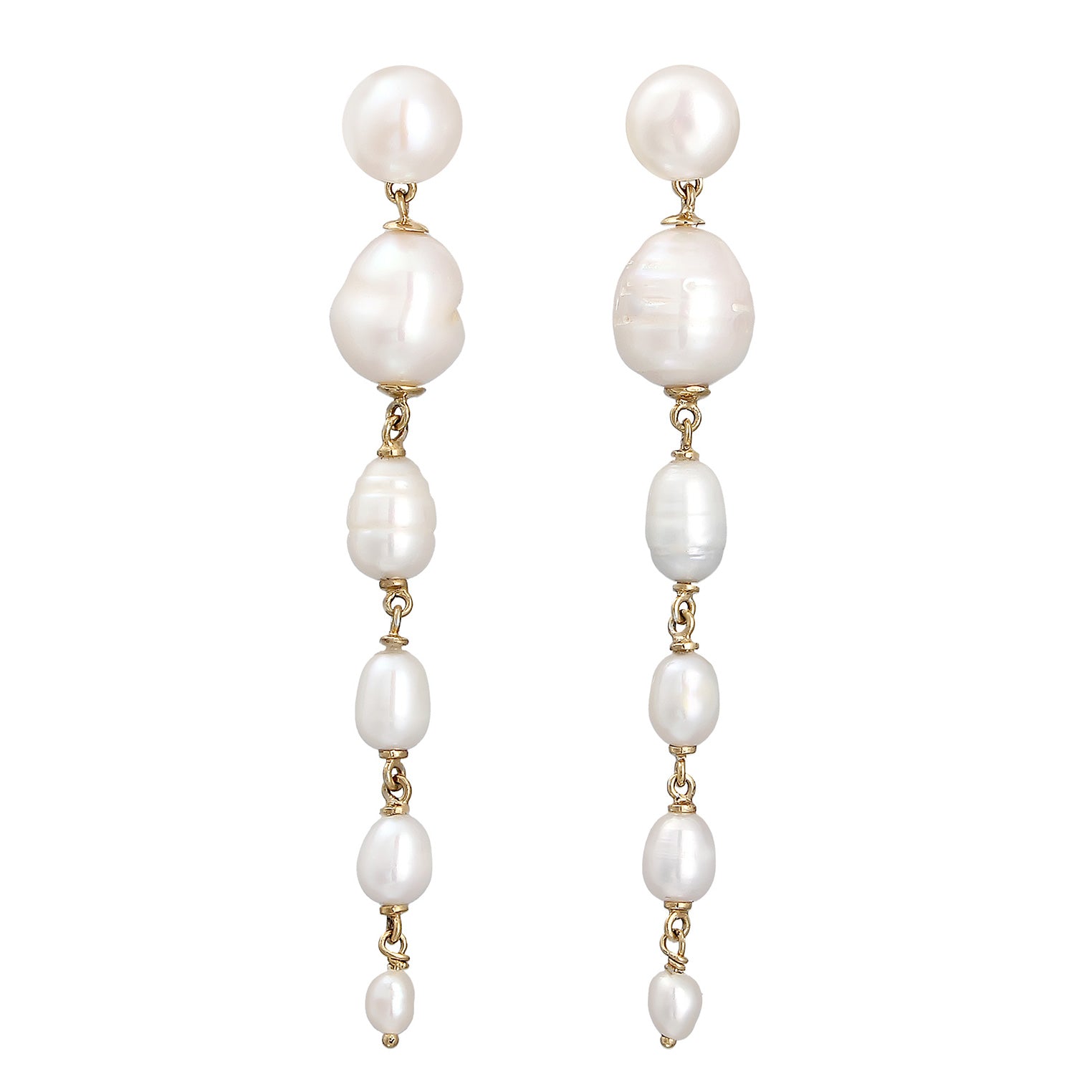 Gold Perhiasan Wanita Perak Asli Lapis Emas Anting Stud Cultured Freshwater Pearls