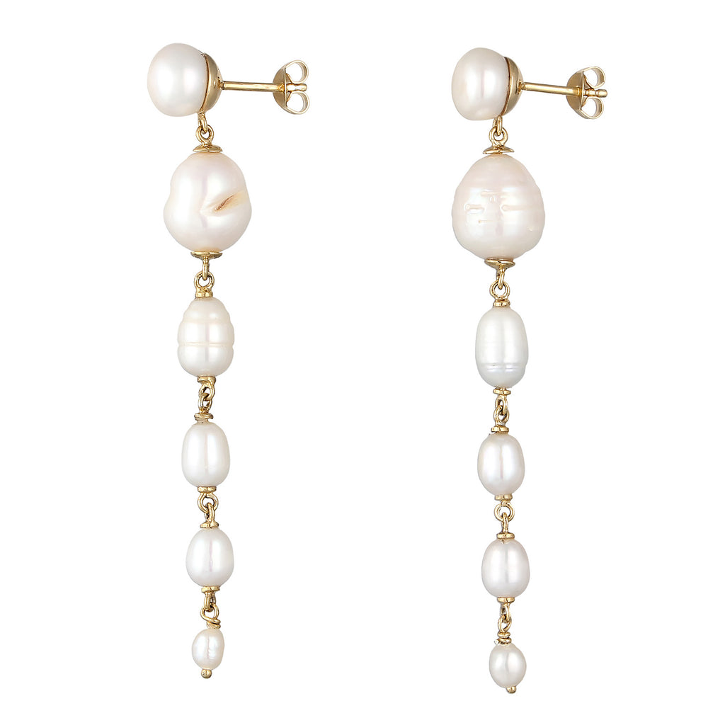 Gold Perhiasan Wanita Perak Asli Lapis Emas Anting Stud Cultured Freshwater Pearls