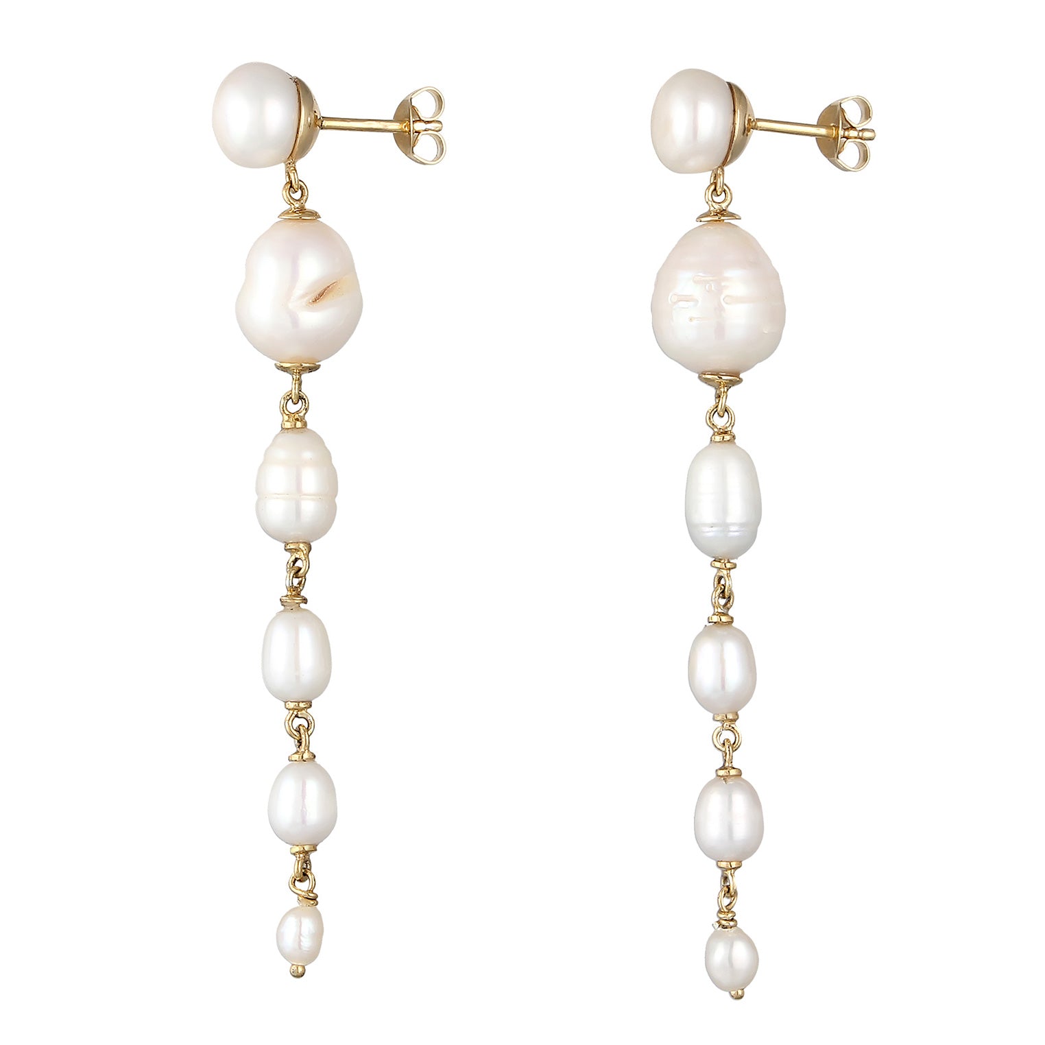Gold Perhiasan Wanita Perak Asli Lapis Emas Anting Stud Cultured Freshwater Pearls