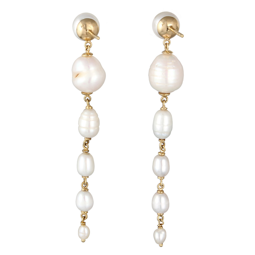Gold Perhiasan Wanita Perak Asli Lapis Emas Anting Stud Cultured Freshwater Pearls