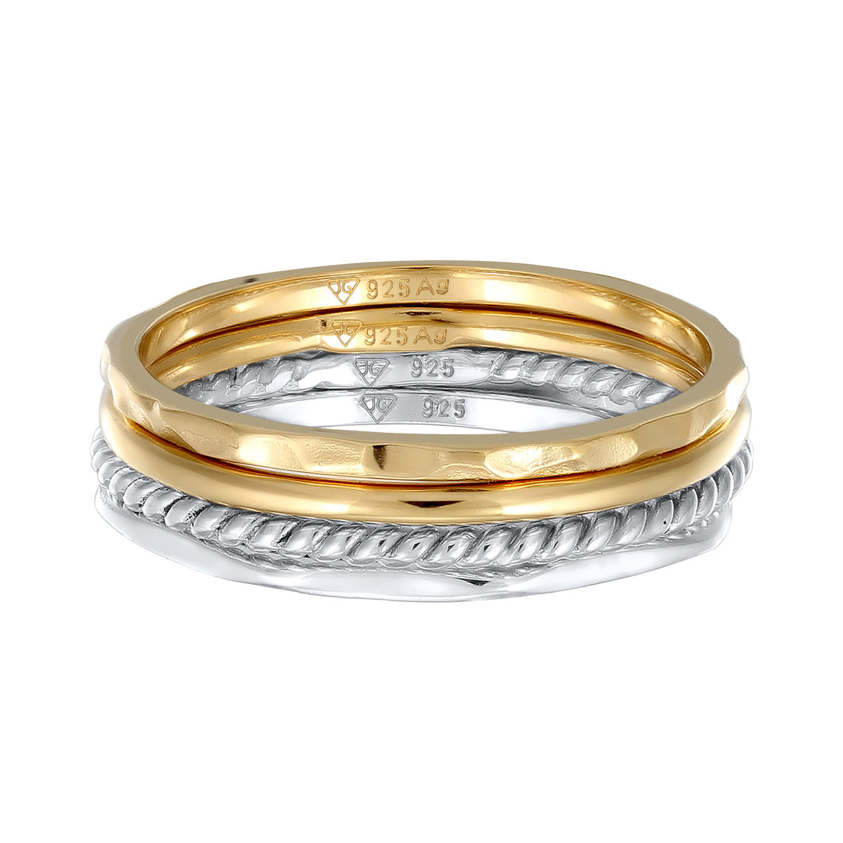 Stacking Ring Set 925 Silver Bicolor