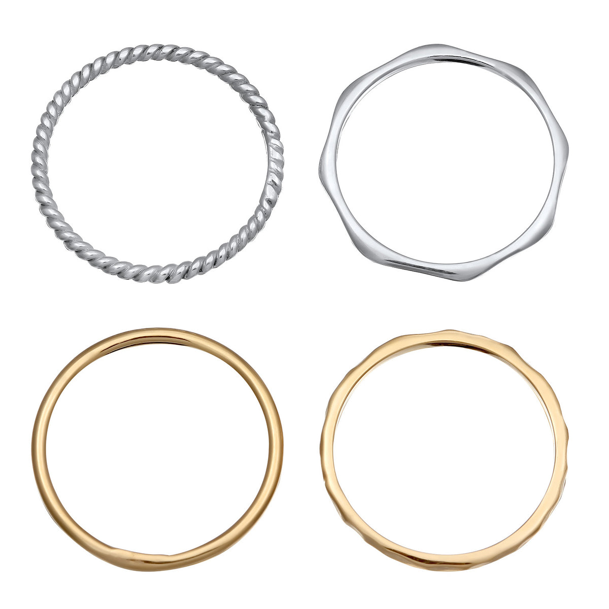 Bicolor - Elli | Ring Stack Set Basic Bicolour 925 Sterling Silver Gold Plated
