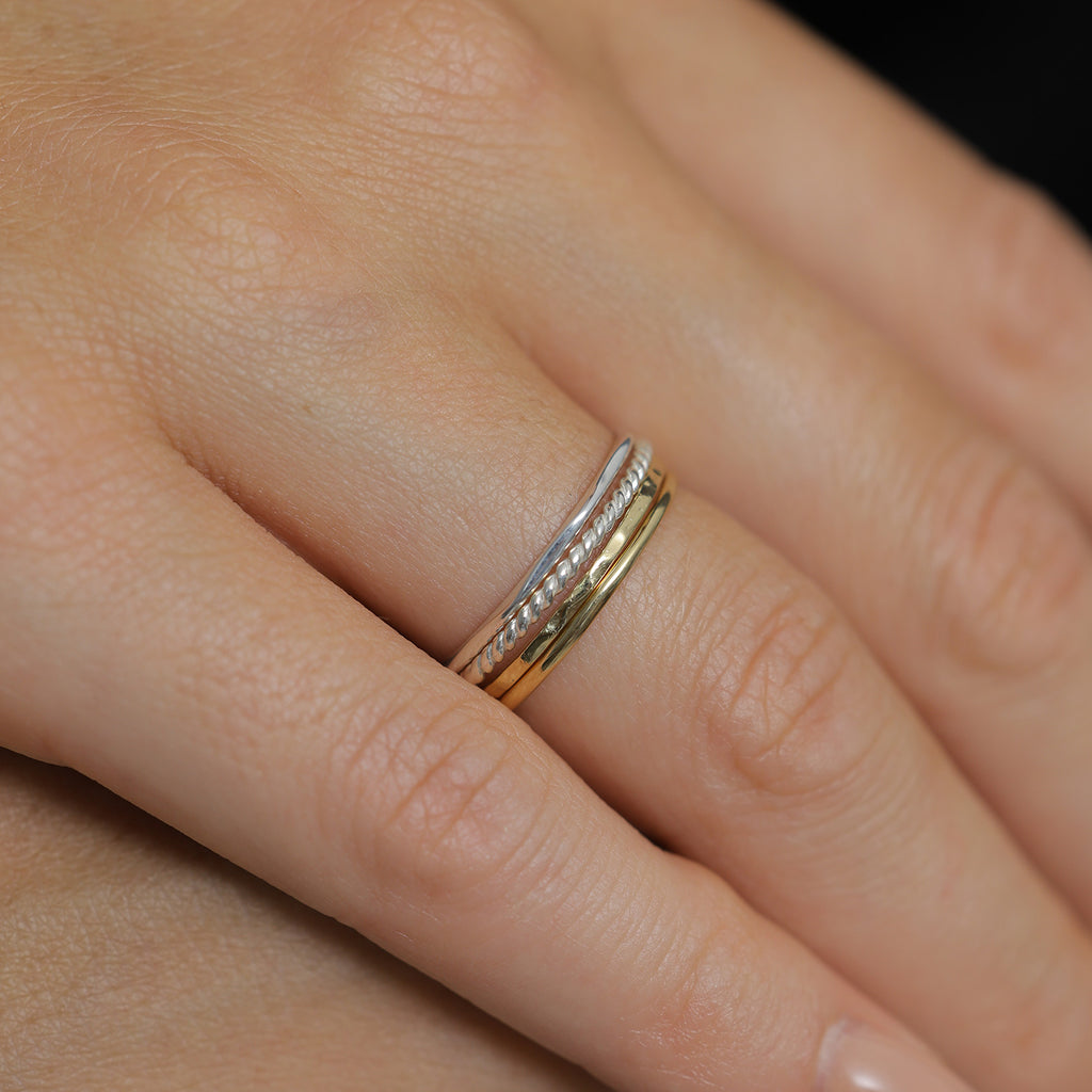 Stacking Ring Set 925 Silver Bicolor
