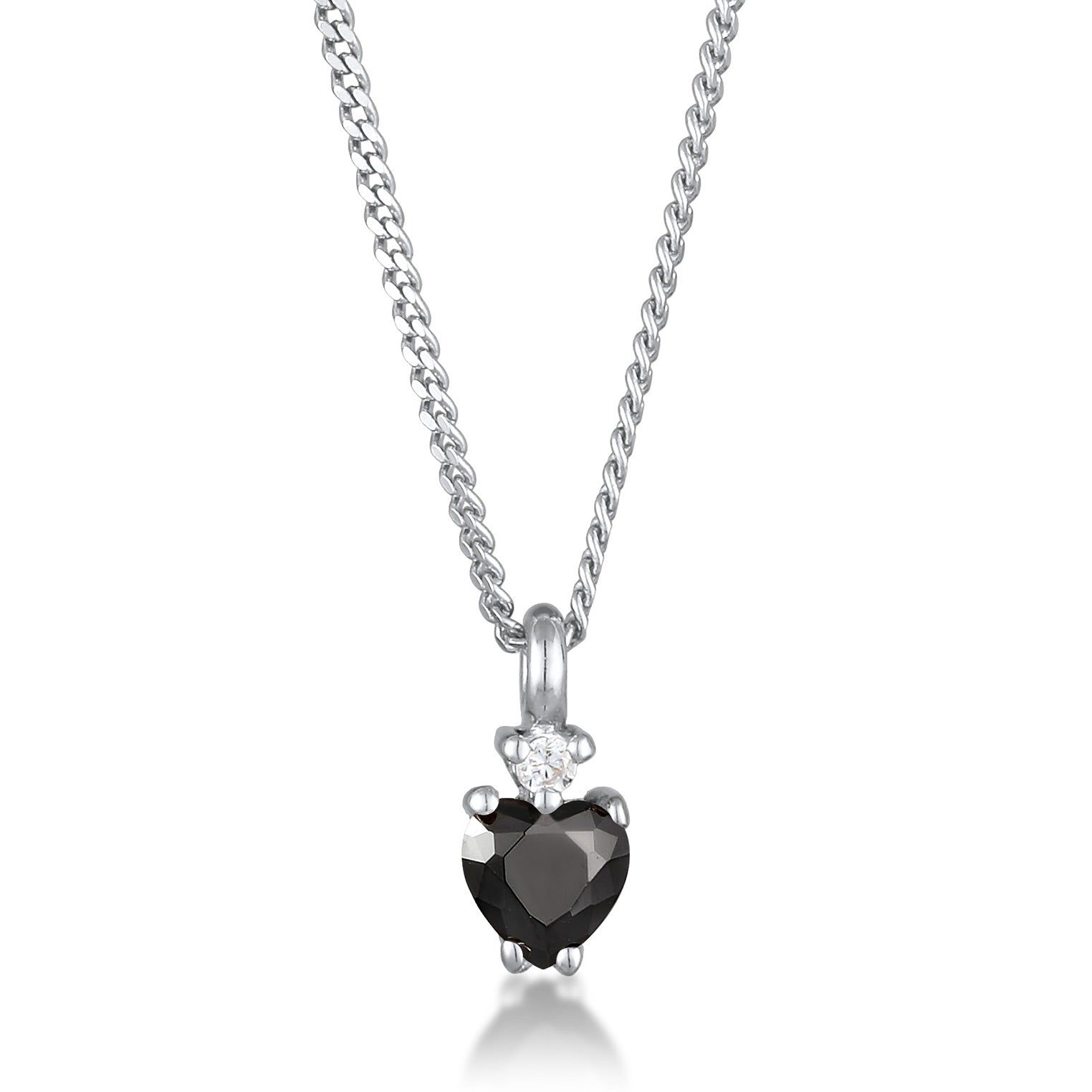 Silver Perhiasan Wanita Perak Asli Kalung Heart dengan Zirconia Zirconia