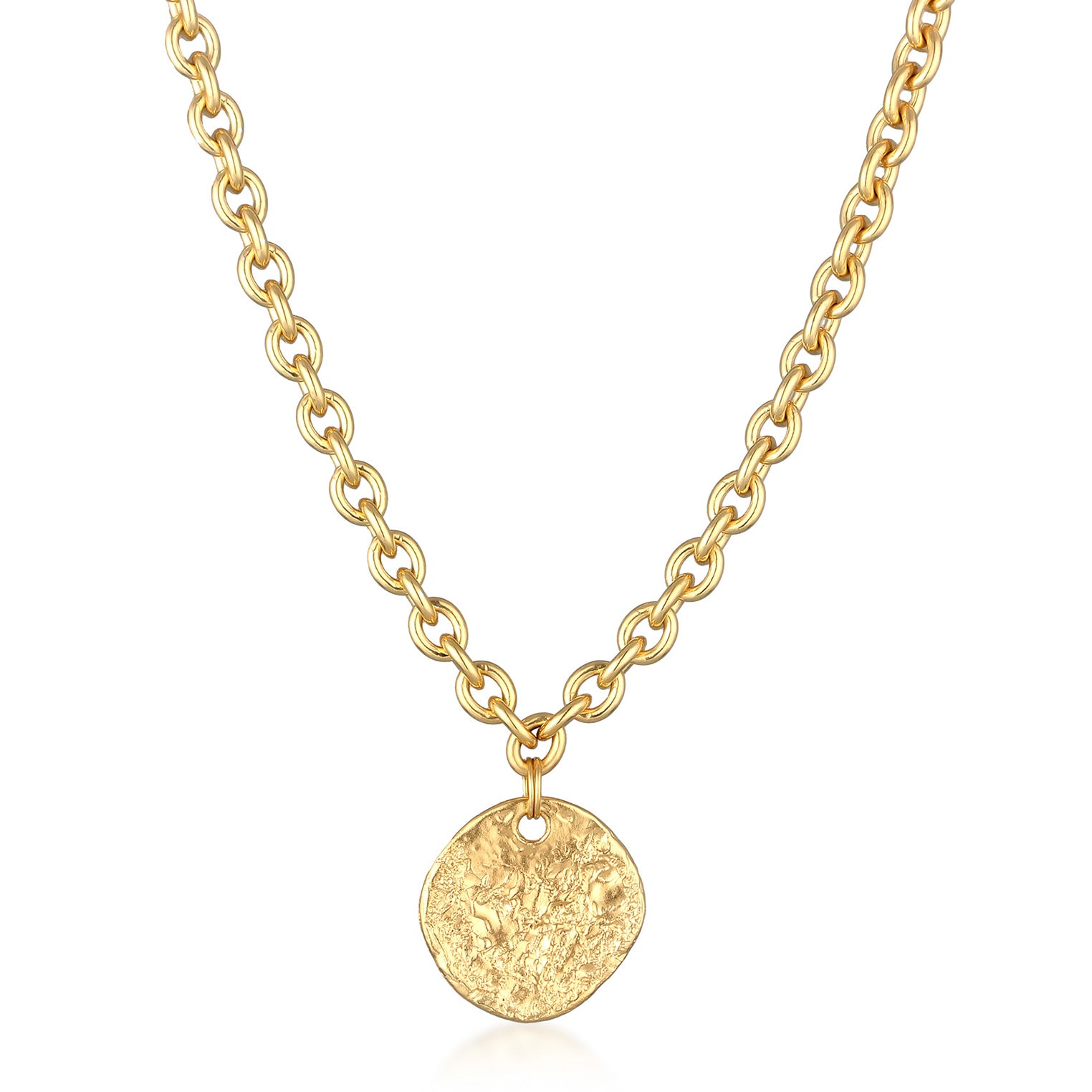 Gold Perhiasan Wanita Perak Asli - Silver Kalung Circle Pendant Gold Plated