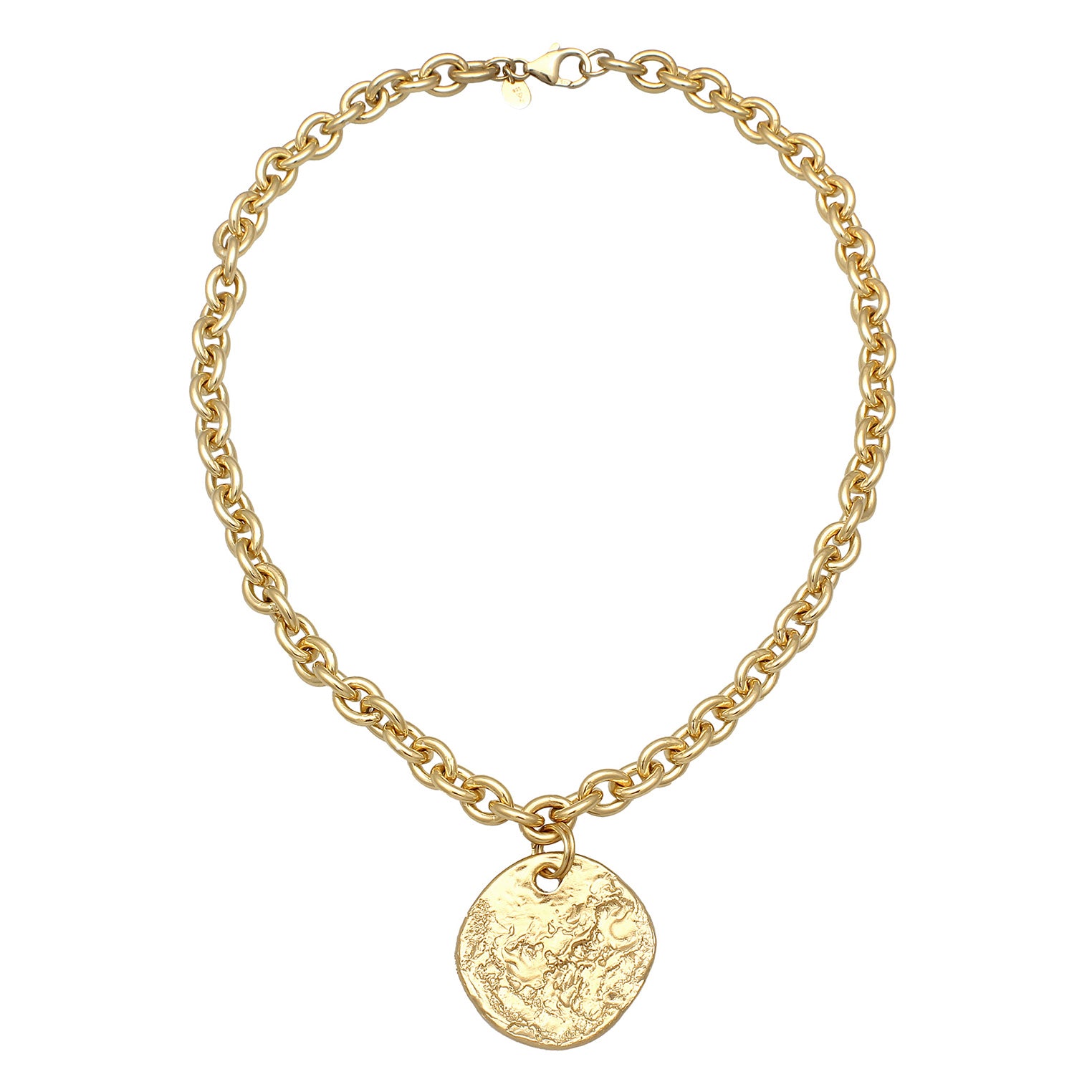 Gold Perhiasan Wanita Perak Asli - Silver Kalung Circle Pendant Gold Plated