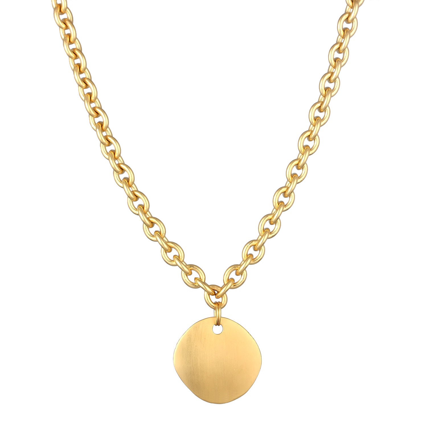 Gold Perhiasan Wanita Perak Asli - Silver Kalung Circle Pendant Gold Plated