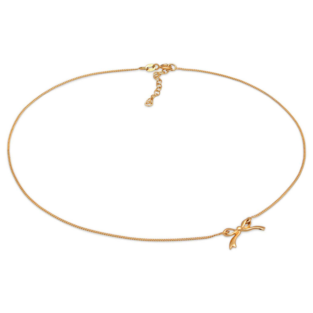 Gold Perhiasan Wanita Perak Asli - Silver Kalung Ribbon Gold Plated