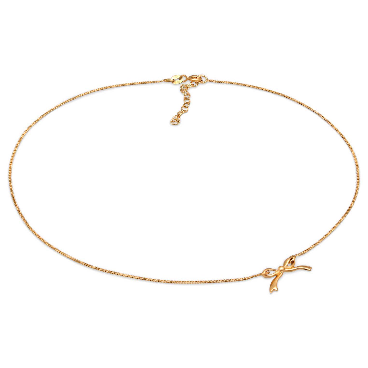 Gold Perhiasan Wanita Perak Asli - Silver Kalung Ribbon Gold Plated