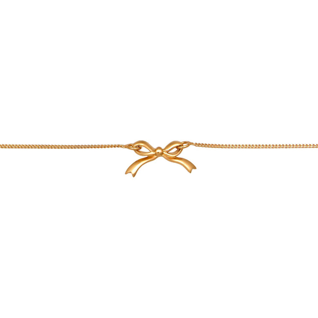 Gold Perhiasan Wanita Perak Asli - Silver Kalung Ribbon Gold Plated