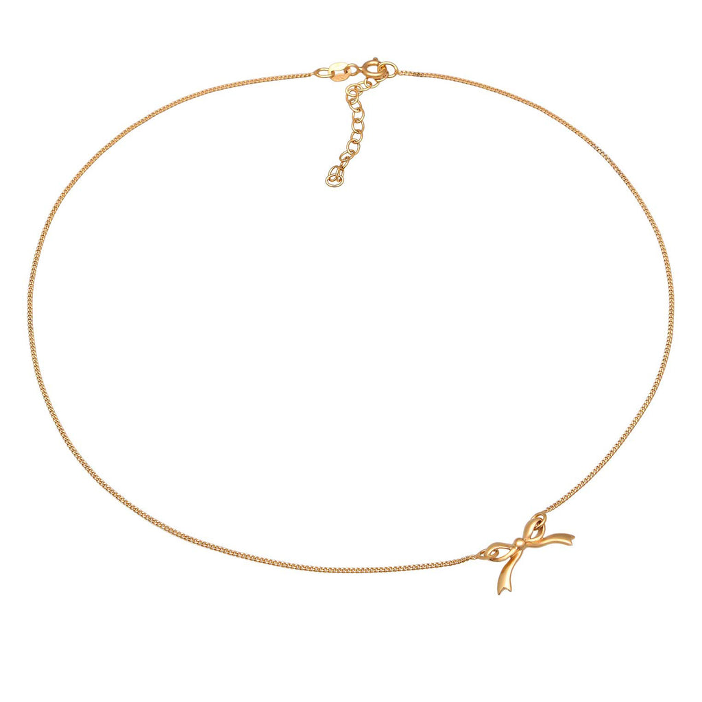Gold Perhiasan Wanita Perak Asli - Silver Kalung Ribbon Gold Plated