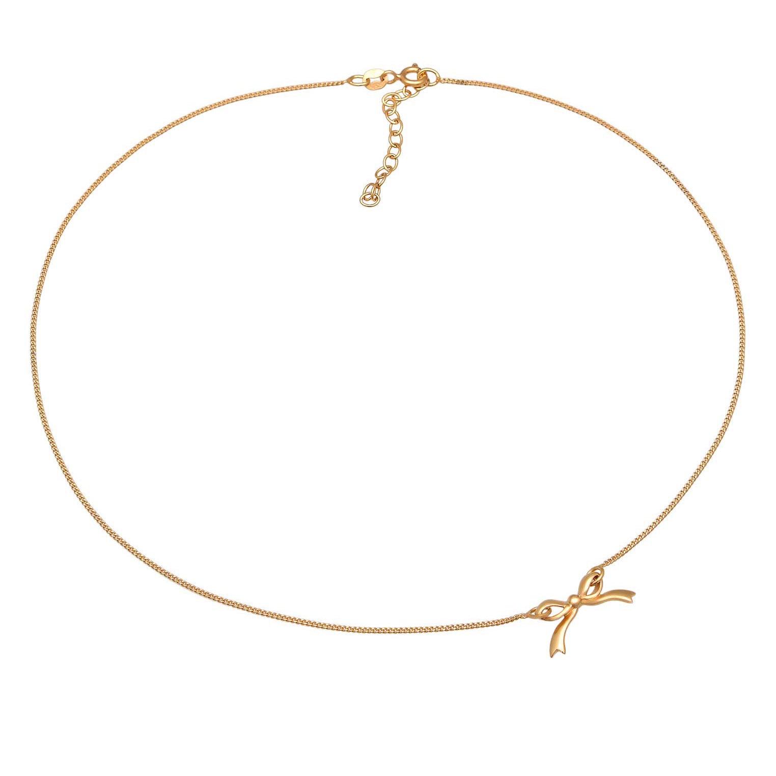 Gold Perhiasan Wanita Perak Asli - Silver Kalung Ribbon Gold Plated