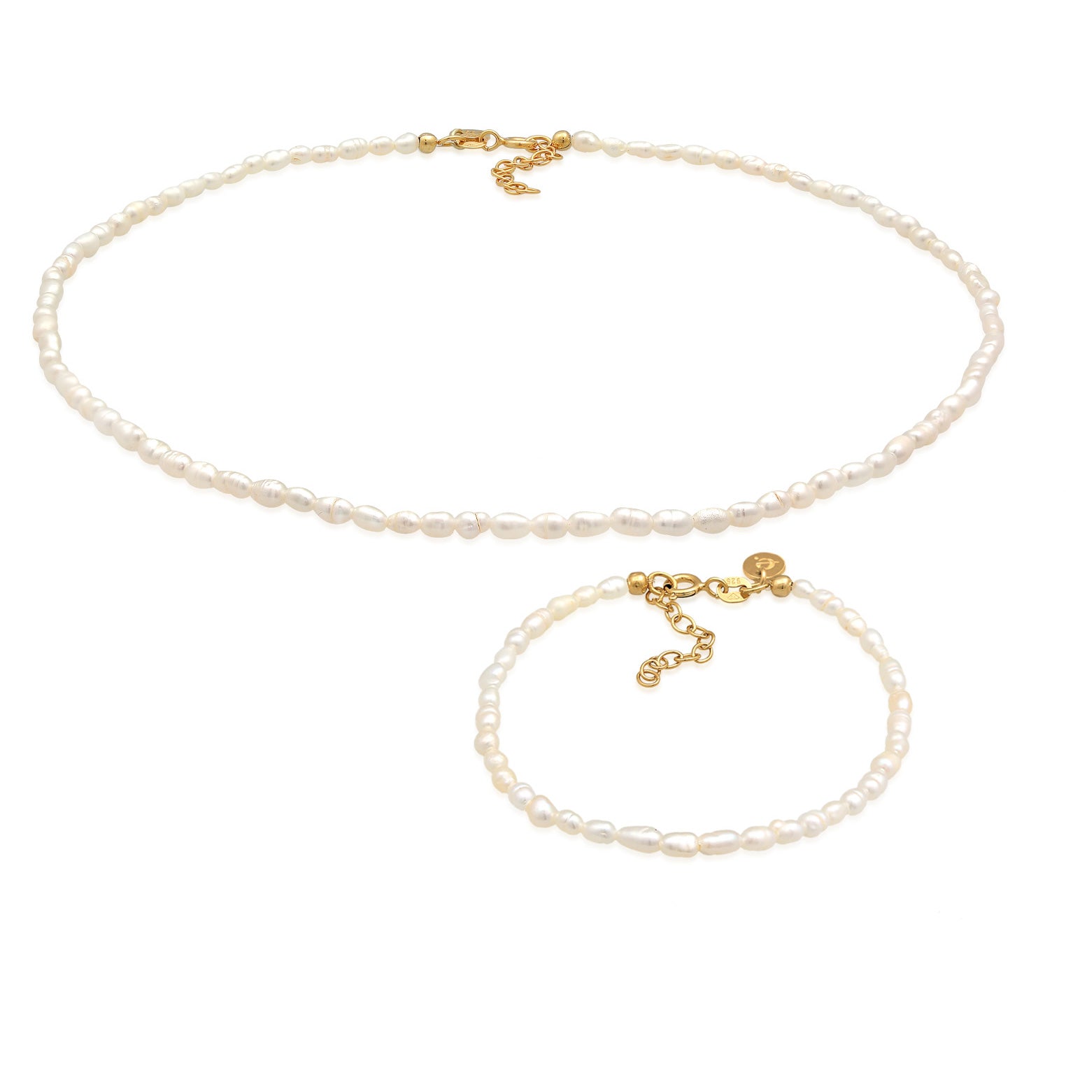 Gold Perhiasan Wanita Perak Asli Lapis Emas Set Perhiasan Cultured Freshwater Pearls