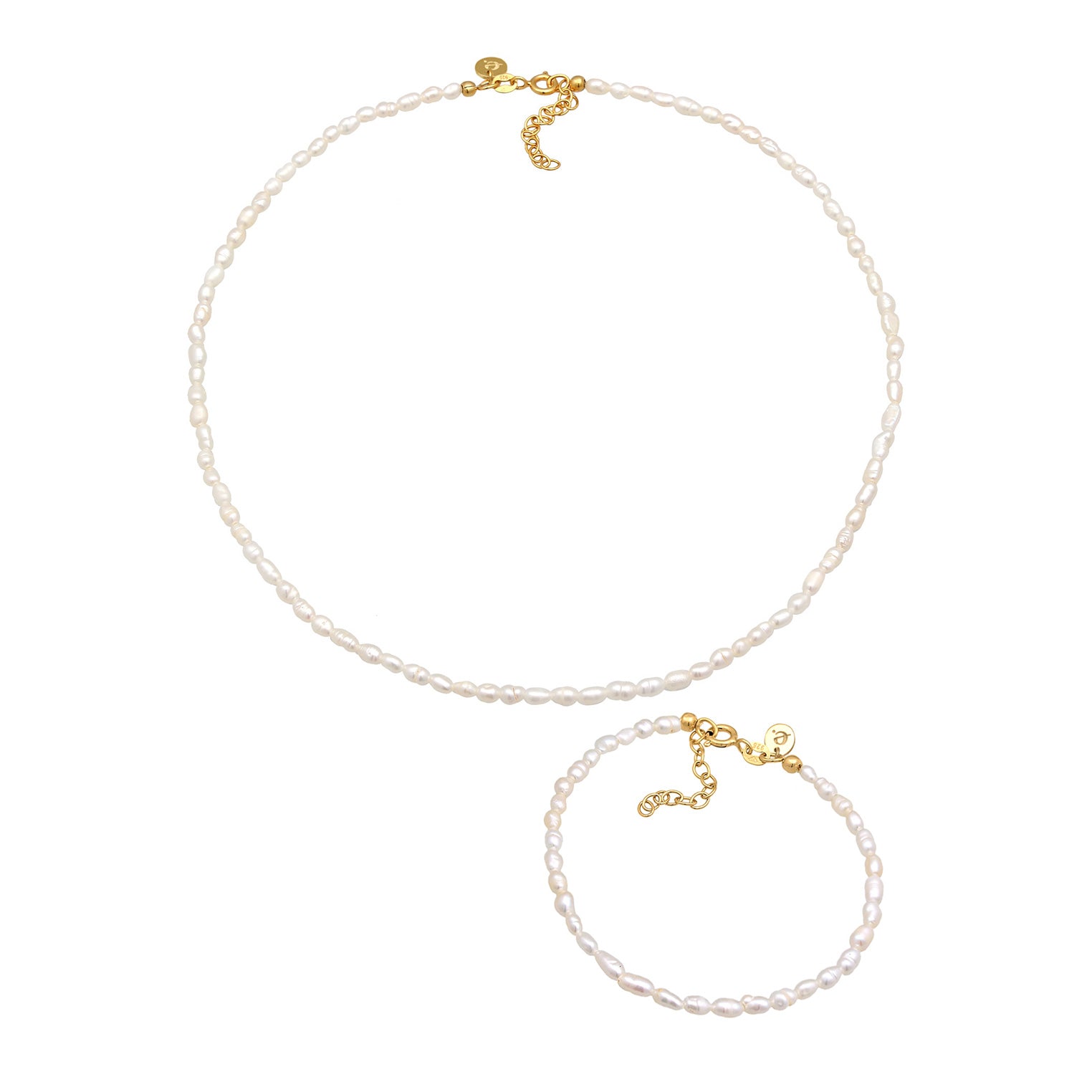 Gold Perhiasan Wanita Perak Asli Lapis Emas Set Perhiasan Cultured Freshwater Pearls