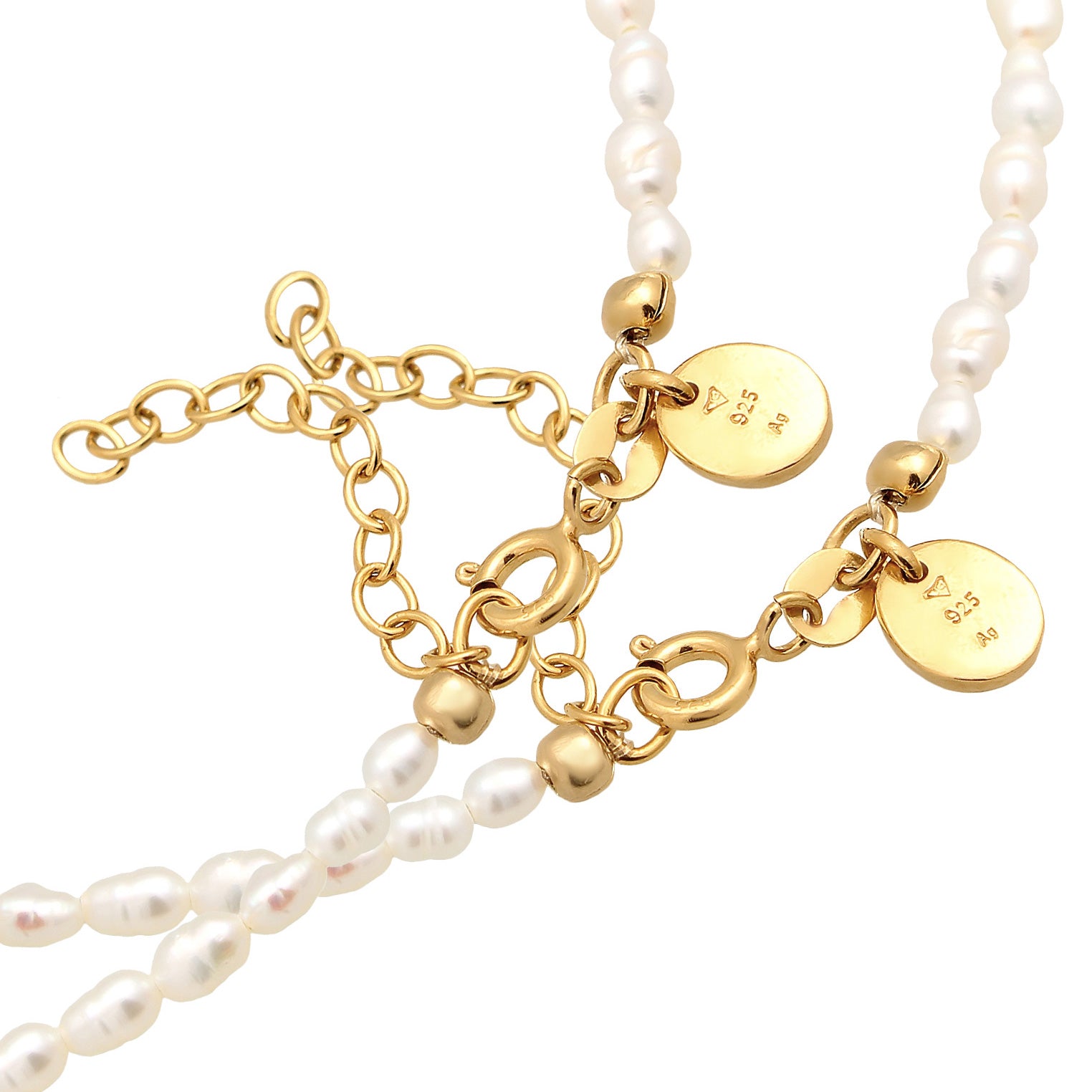 Gold Perhiasan Wanita Perak Asli Lapis Emas Set Perhiasan Cultured Freshwater Pearls