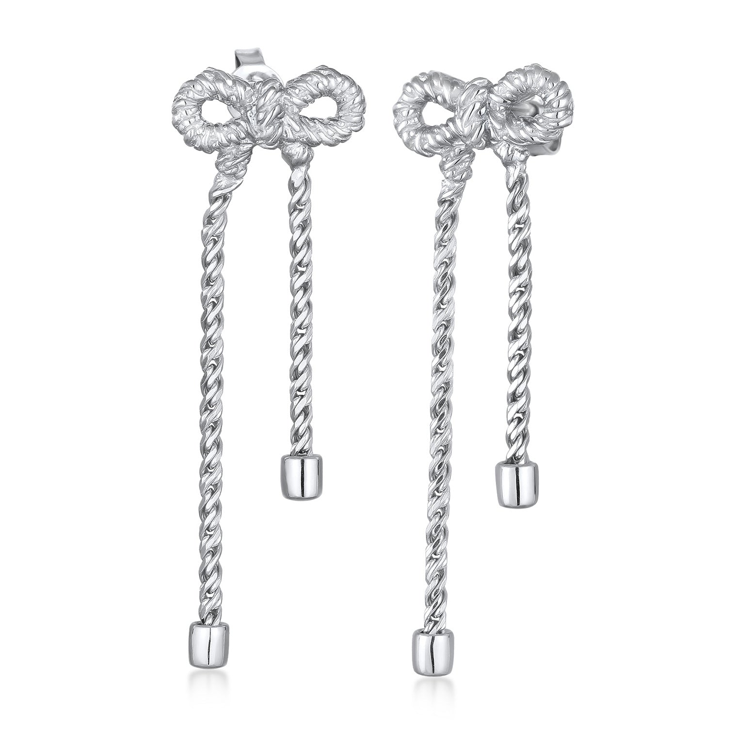 Silver Perhiasan Wanita Perak Asli Anting Ribbon Rope Chain