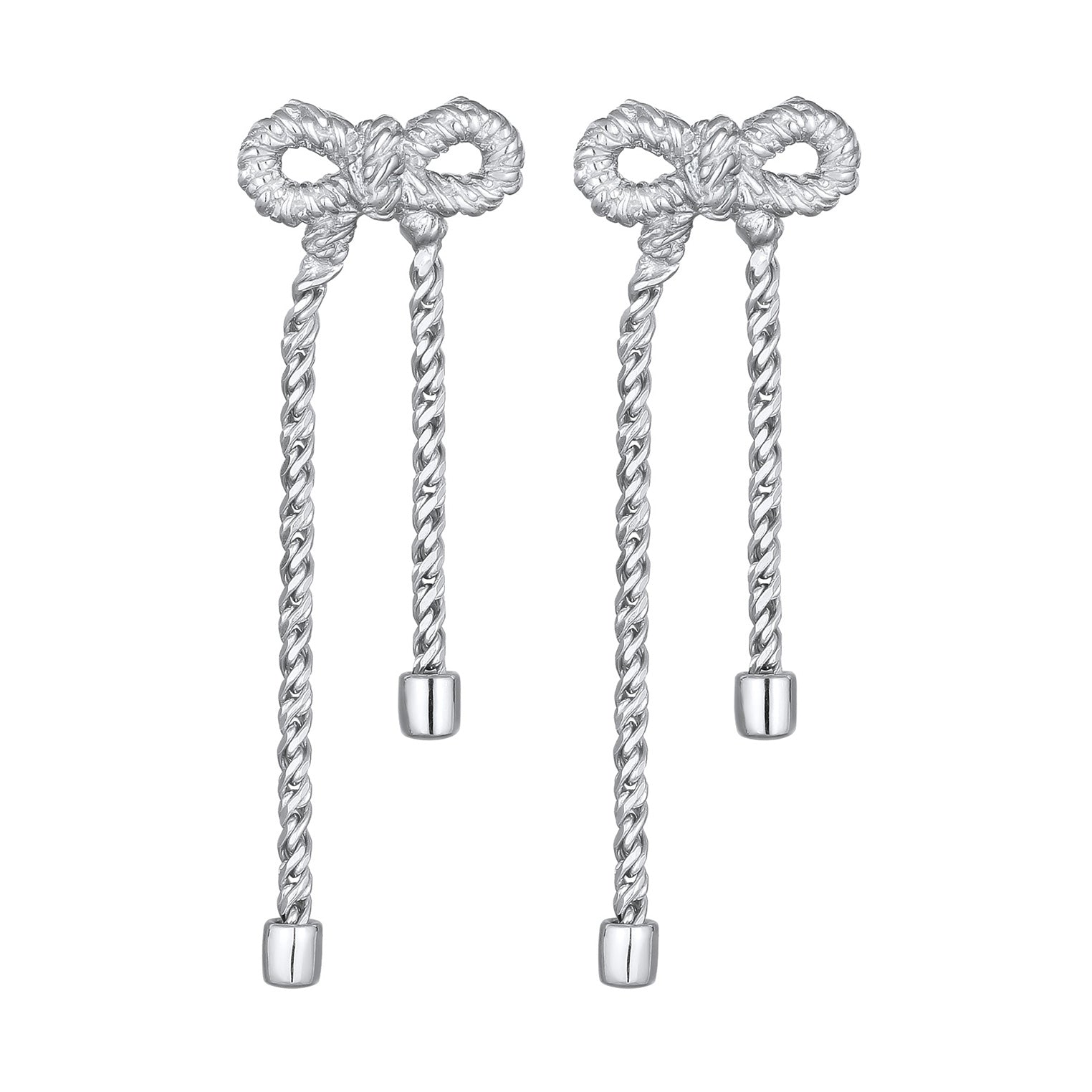 Silver Perhiasan Wanita Perak Asli Anting Ribbon Rope Chain