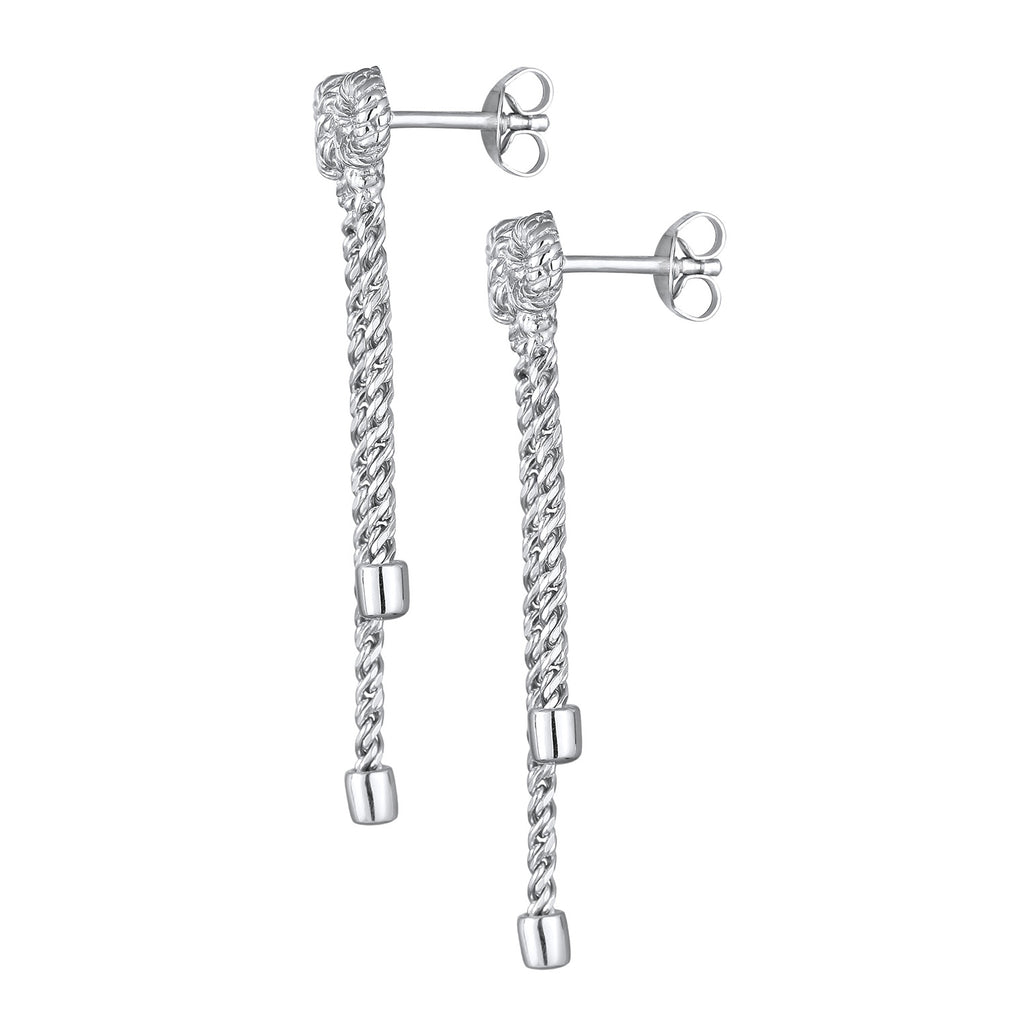 Silver Perhiasan Wanita Perak Asli Anting Ribbon Rope Chain