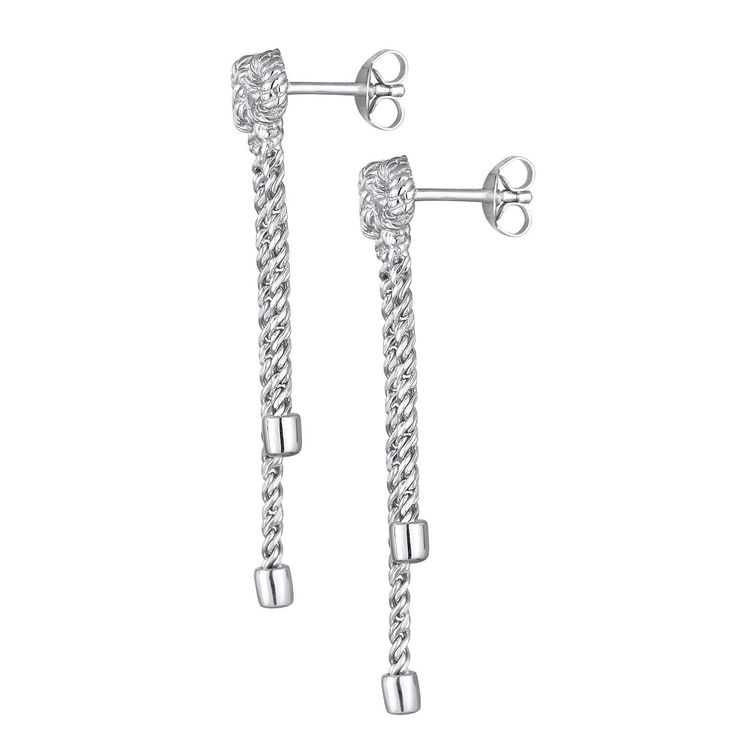 Silver Perhiasan Wanita Perak Asli Anting Ribbon Rope Chain