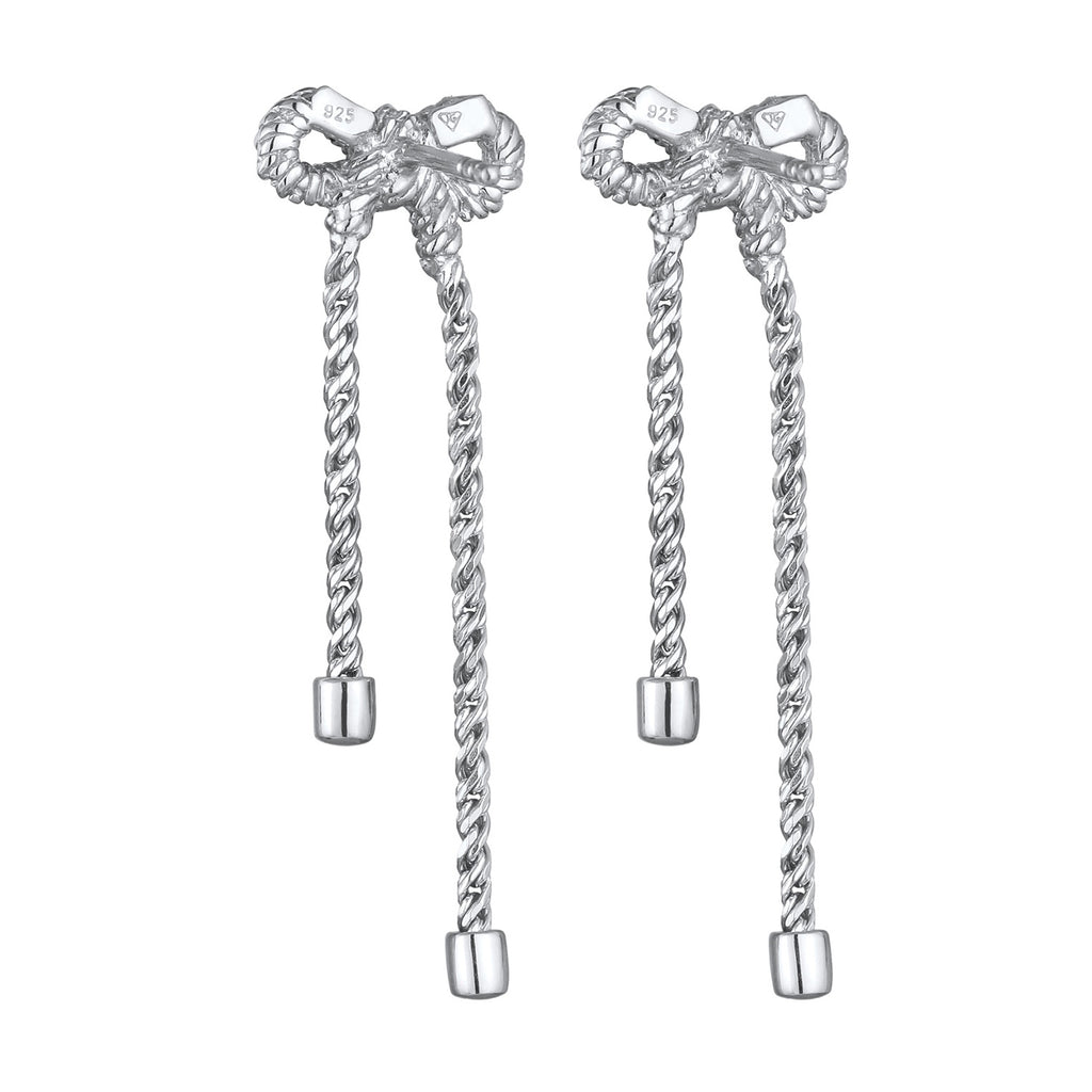 Silver Perhiasan Wanita Perak Asli Anting Ribbon Rope Chain