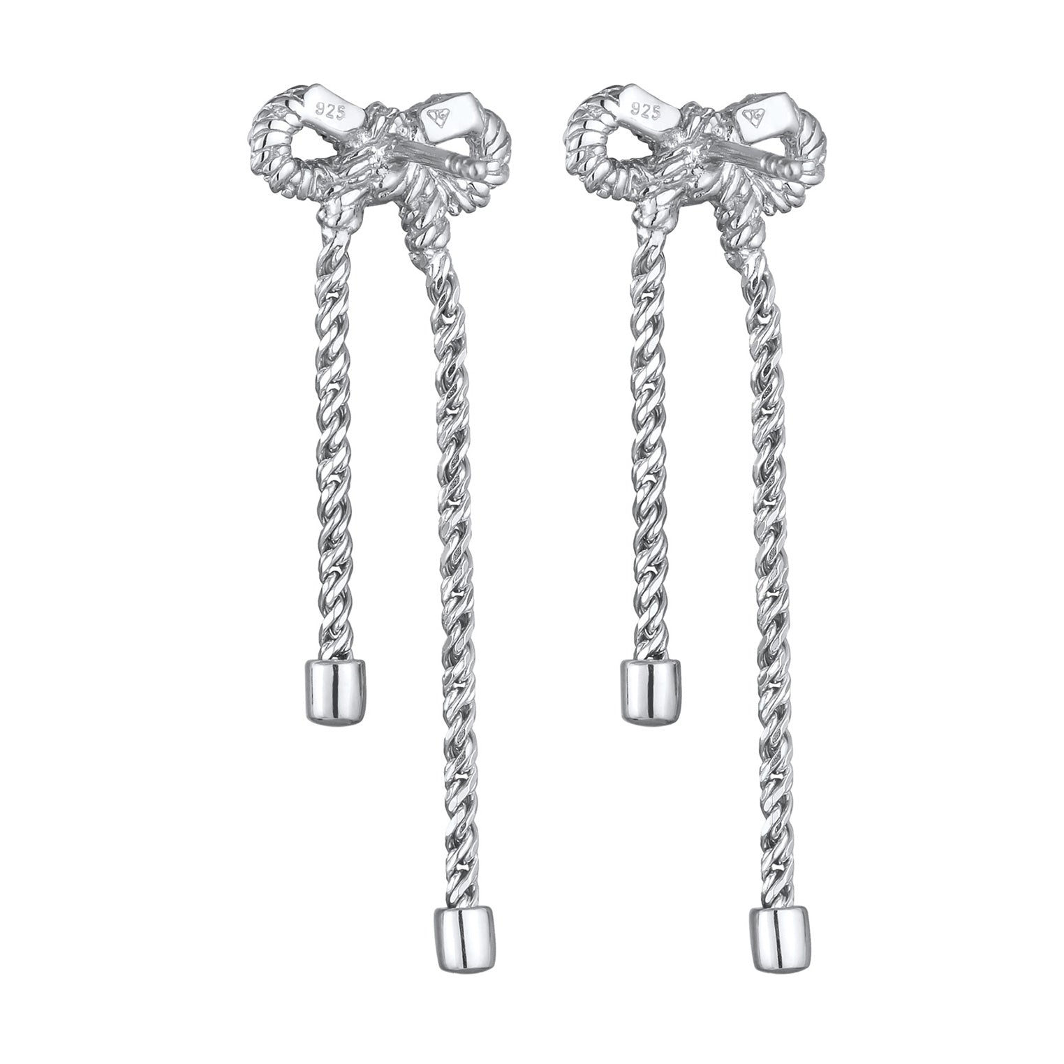 Silver Perhiasan Wanita Perak Asli Anting Ribbon Rope Chain