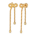 Gold Anting Perhiasan Perak 925 Wanita Ribbon Rope Chain Gold Plated