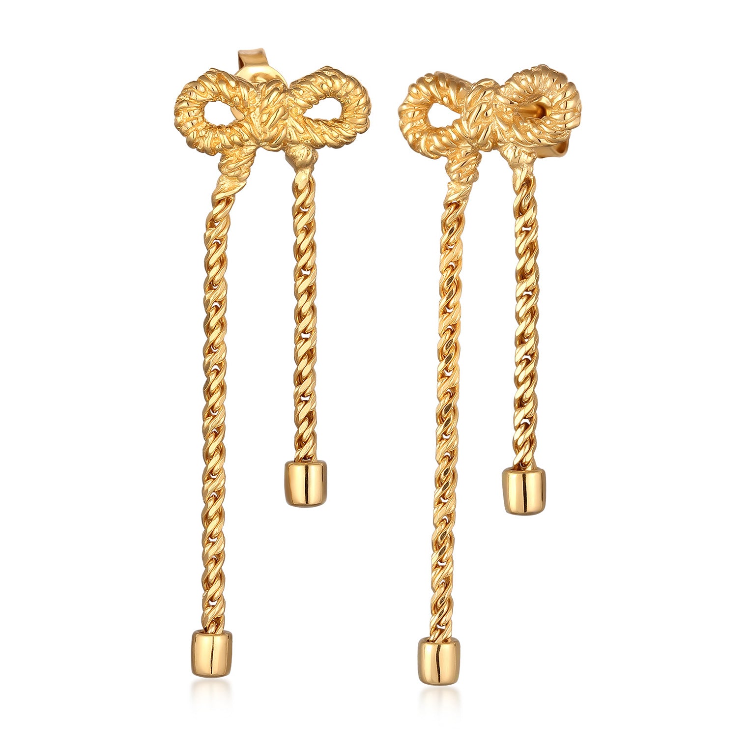 Gold Perhiasan Wanita Perak Asli Lapis Emas Anting Ribbon Rope Chain