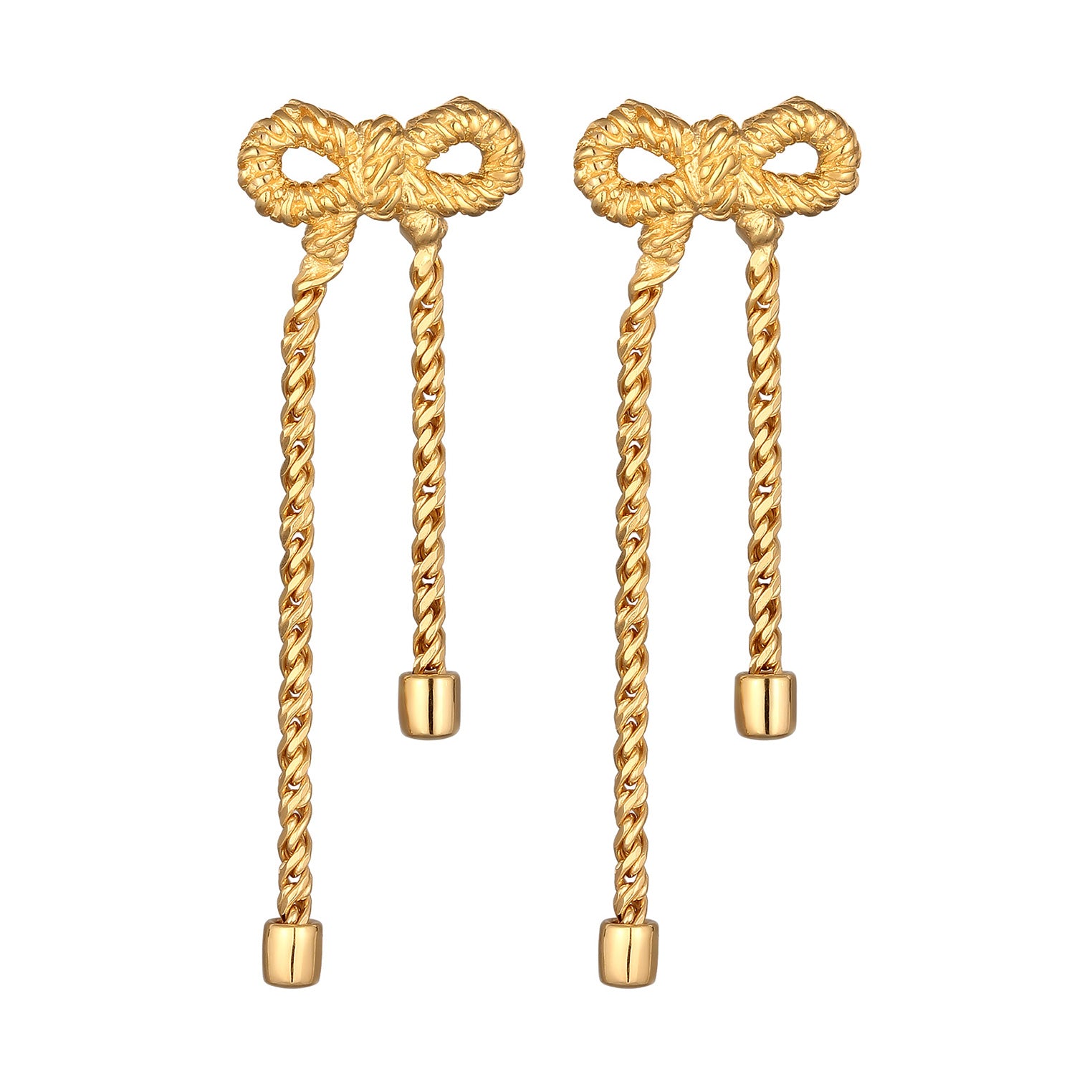 Gold Perhiasan Wanita Perak Asli Lapis Emas Anting Ribbon Rope Chain