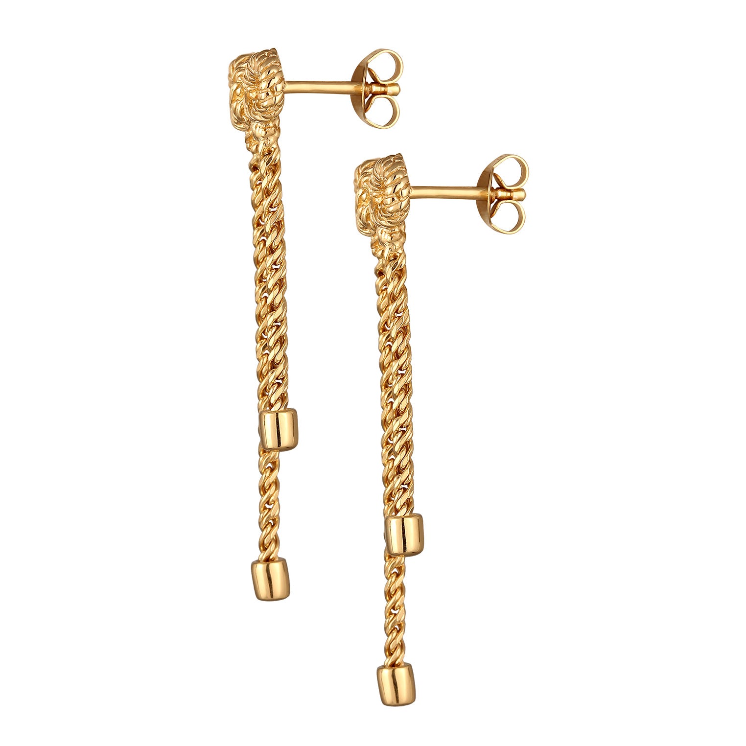 Gold Perhiasan Wanita Perak Asli Lapis Emas Anting Ribbon Rope Chain