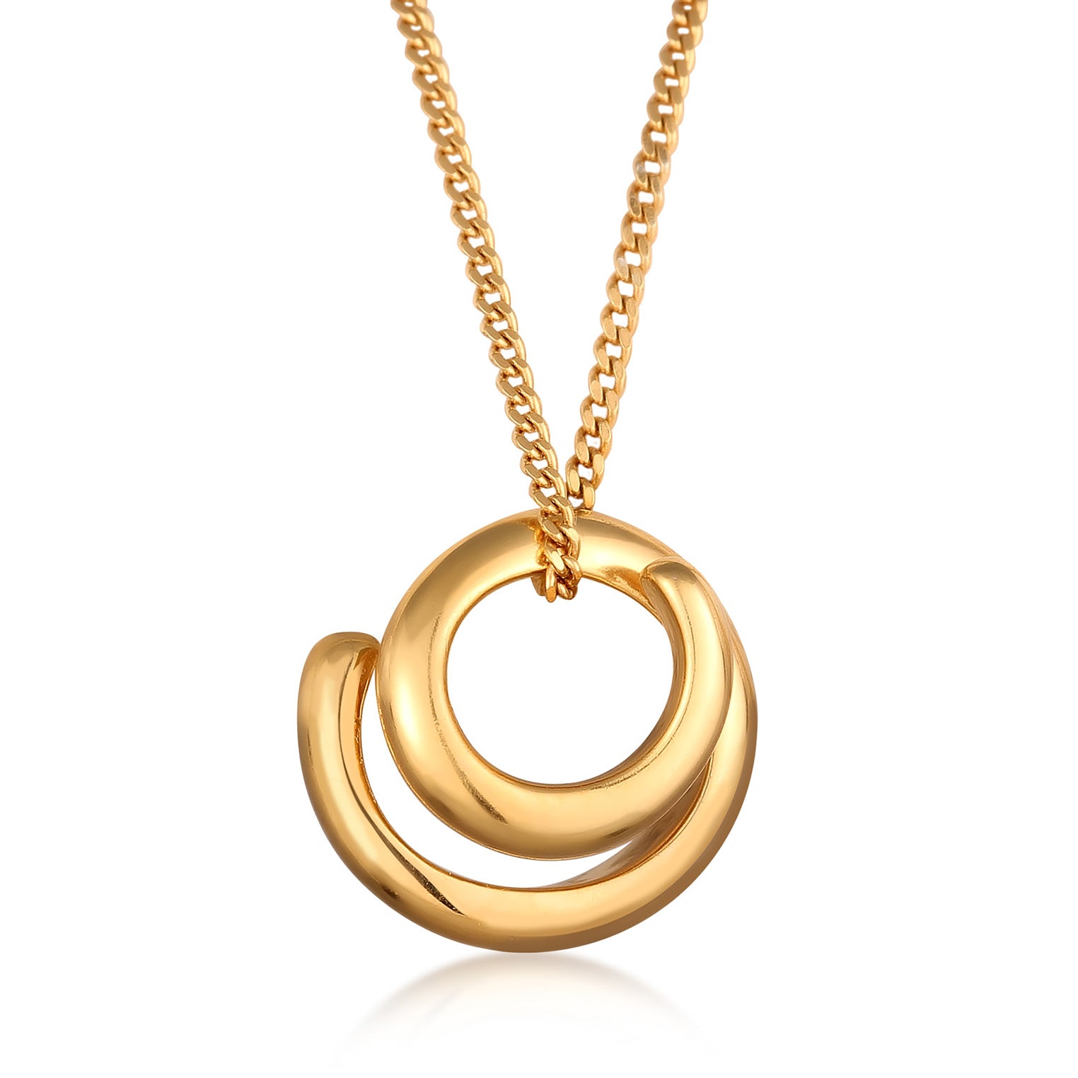 Gold Perhiasan Wanita Perak Asli Lapis Emas Kalung Circle Pendant