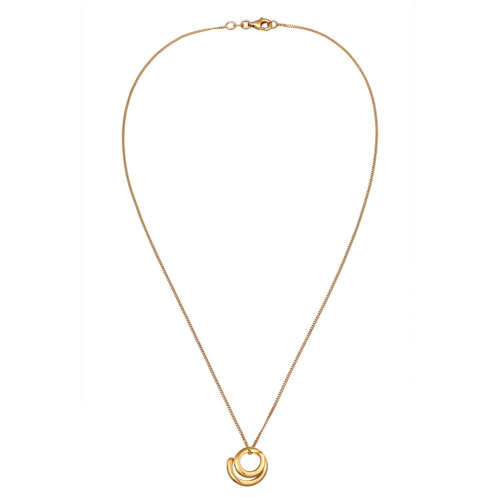 Gold Perhiasan Wanita Perak Asli Lapis Emas Kalung Circle Pendant