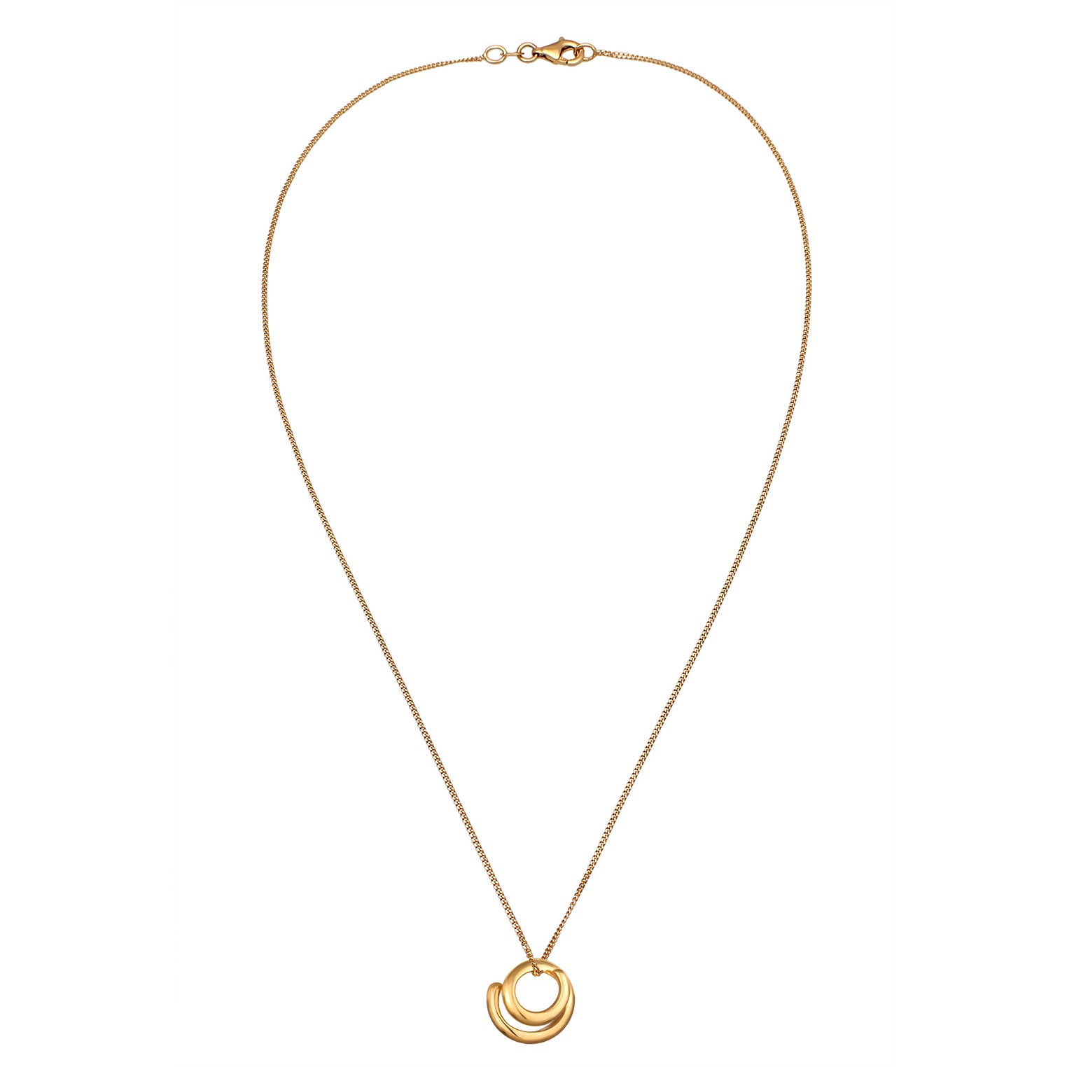 Gold Perhiasan Wanita Perak Asli Lapis Emas Kalung Circle Pendant