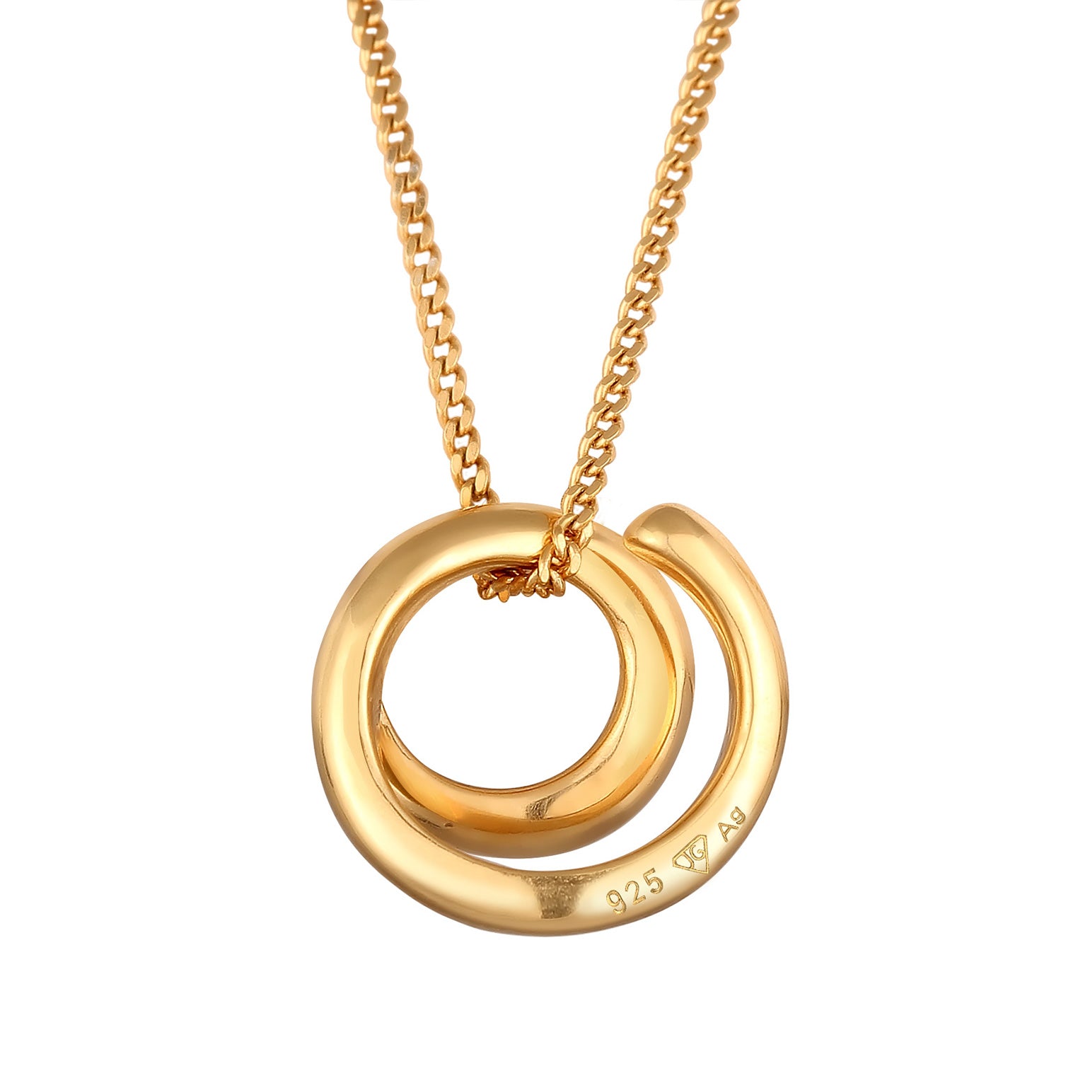 Gold Perhiasan Wanita Perak Asli Lapis Emas Kalung Circle Pendant