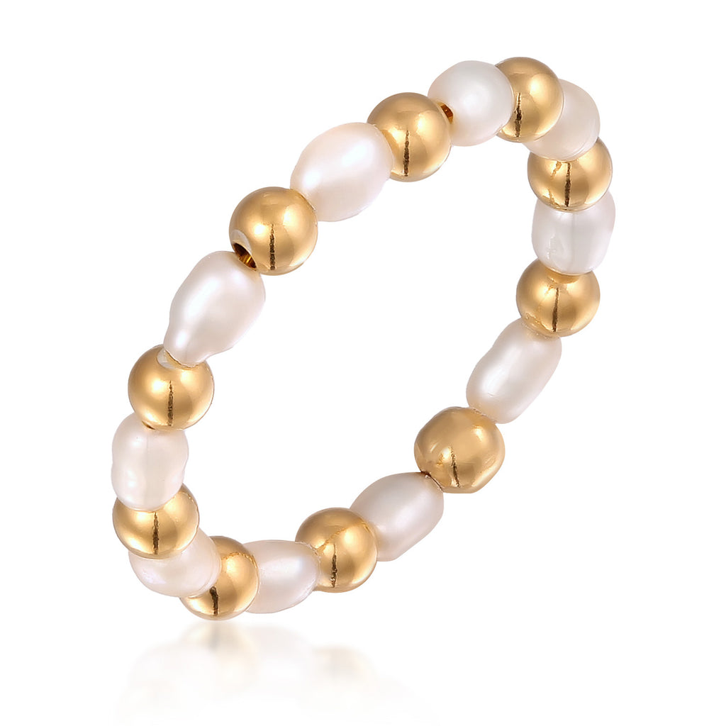 Gold Tembaga Perhiasan Wanita Cincin Summertime dengan Cultured Freshwater Pearls