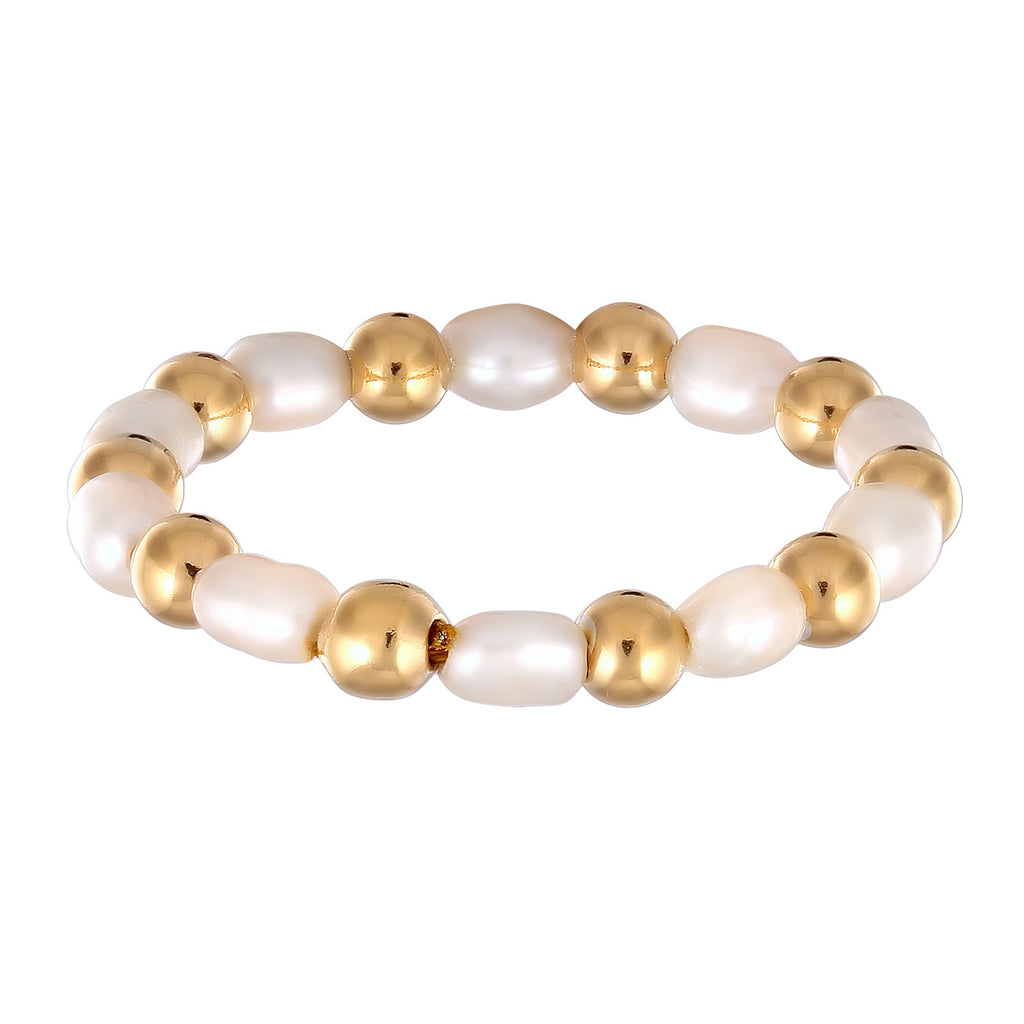 Gold Tembaga Perhiasan Wanita Cincin Summertime dengan Cultured Freshwater Pearls