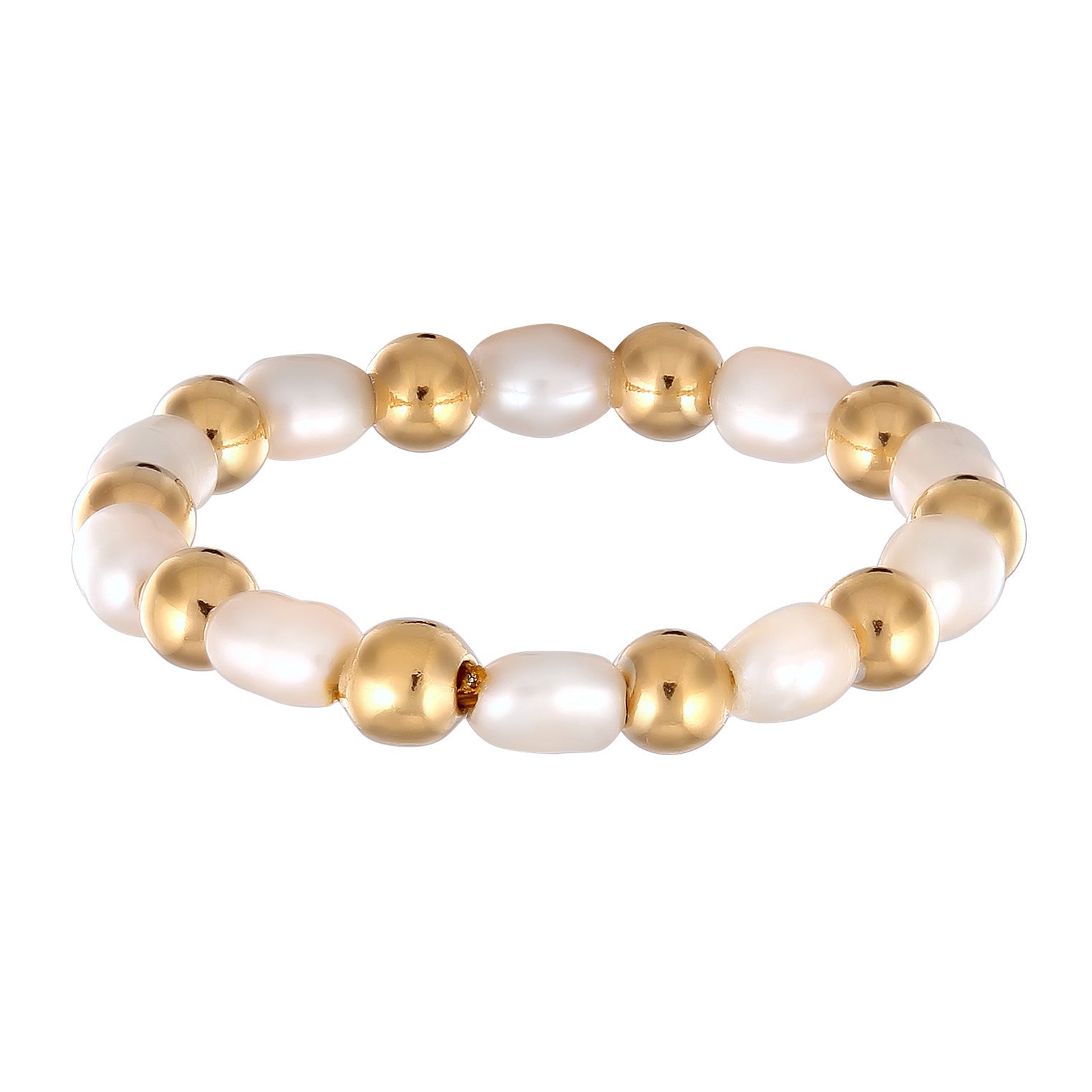 Gold Tembaga Perhiasan Wanita Cincin Summertime dengan Cultured Freshwater Pearls