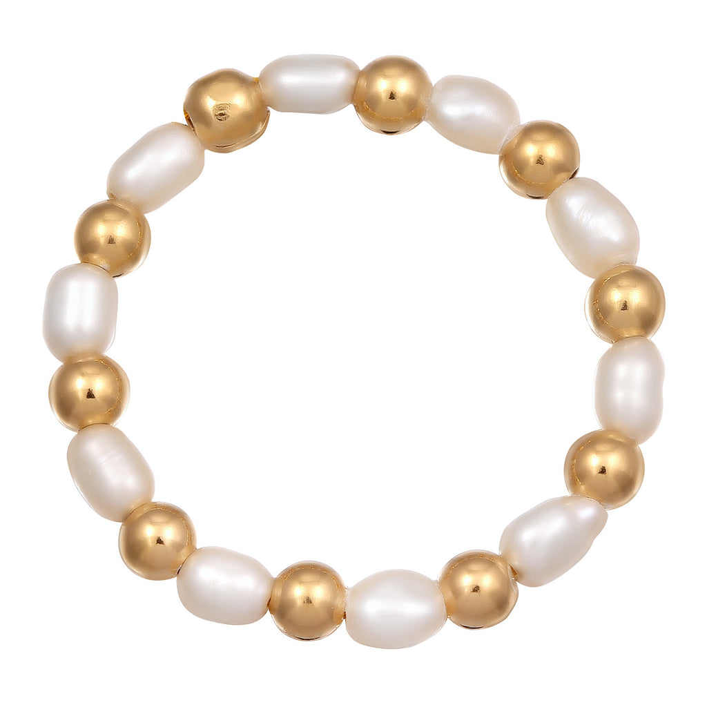 Gold Tembaga Perhiasan Wanita Cincin Summertime dengan Cultured Freshwater Pearls