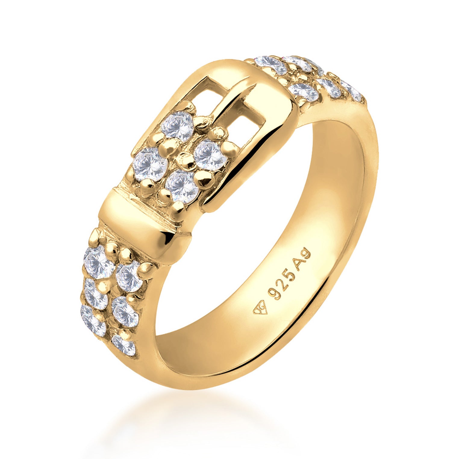 Cincin perak 925 dengan motif belt dan kristal elegan Elli Jewelry