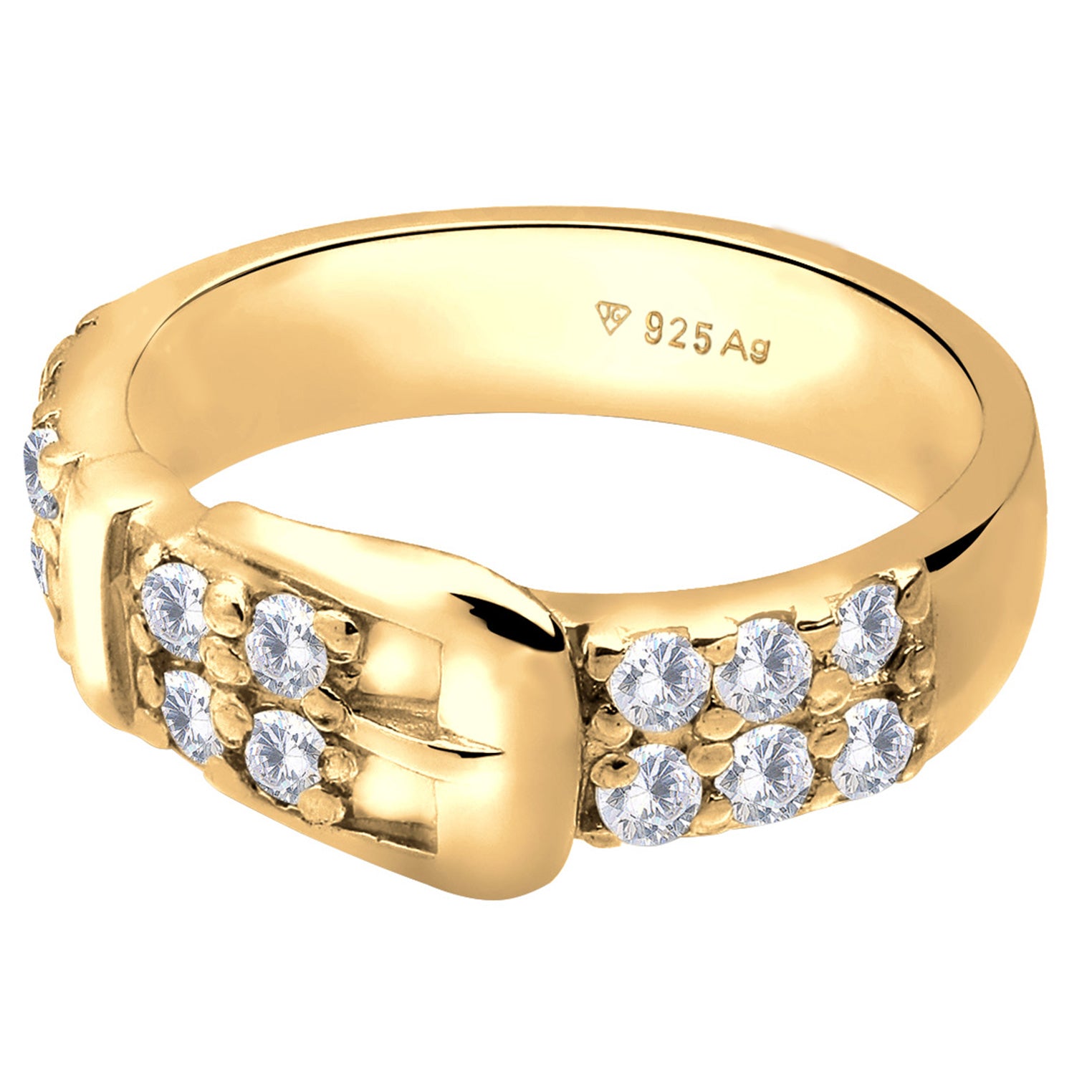 Gold Cincin Perhiasan Perak 925 Wanita Belt Zirconia Gold Plated