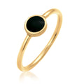 Black Enamel Ring 925 Silver Gold Plated