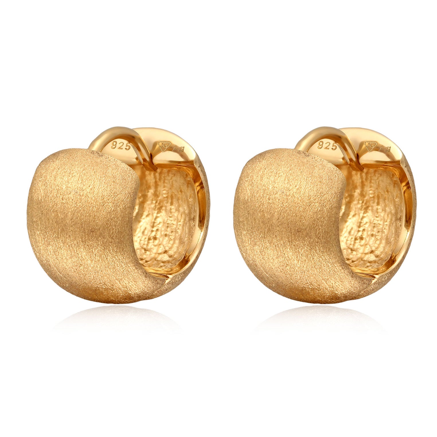 Gold Perhiasan Wanita Perak Asli Lapis Emas Anting Creoles Brushed