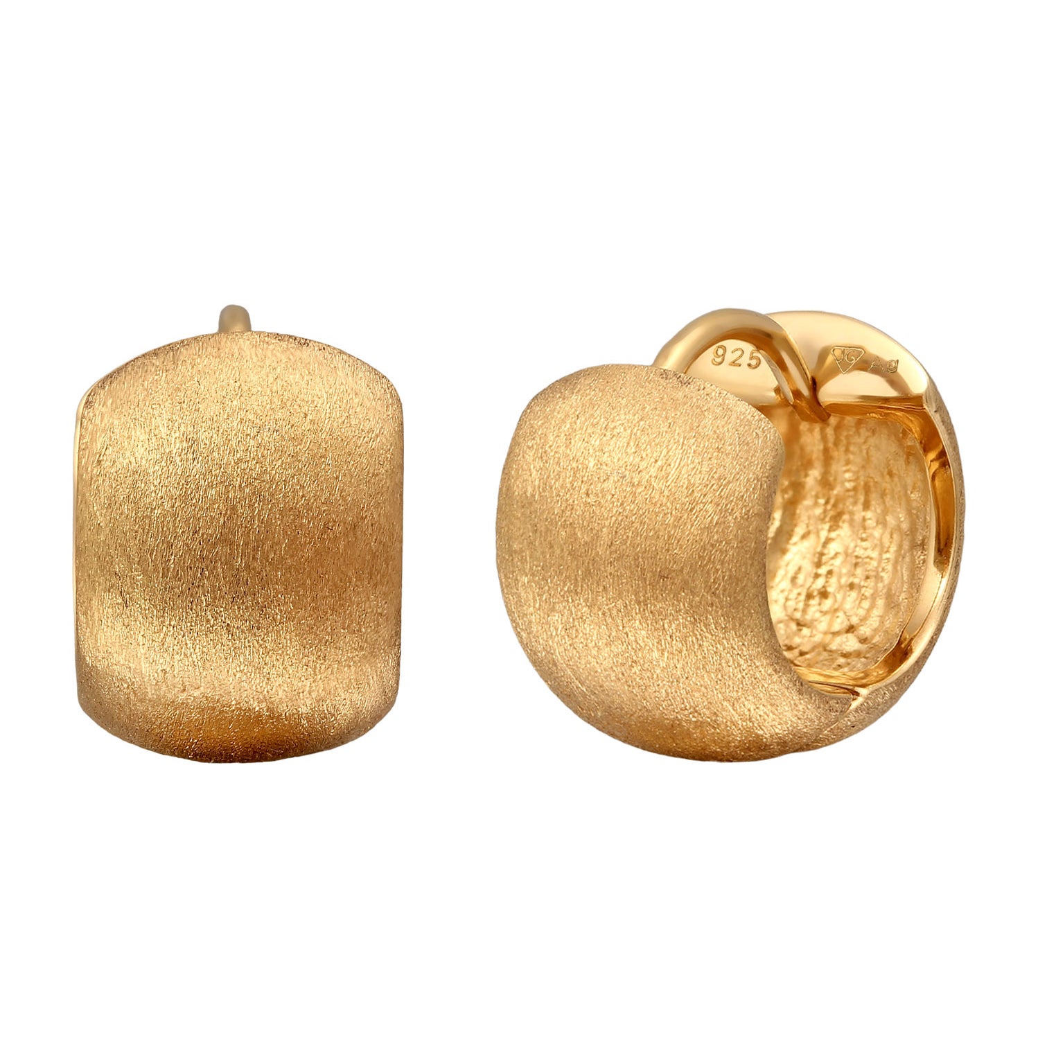 Gold Perhiasan Wanita Perak Asli Lapis Emas Anting Creoles Brushed
